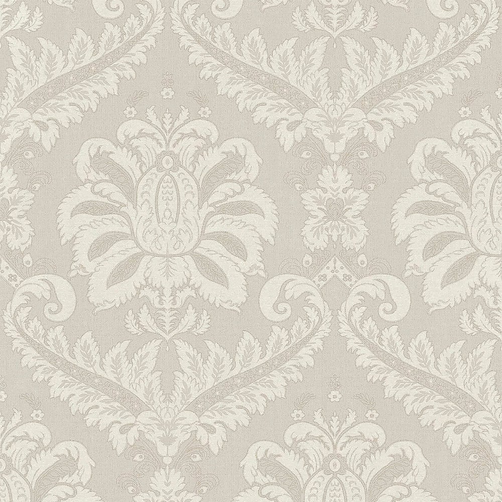 Traditional Damask wallpaper in beige cream color - pattern number 35920 - by Galerie in the Ornamenta collection