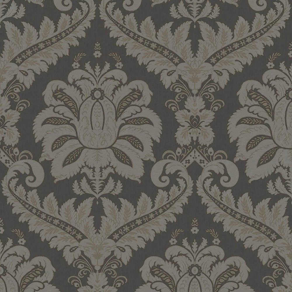 Traditional Damask wallpaper in anthracite grey color - pattern number 35929 - by Galerie in the Ornamenta collection
