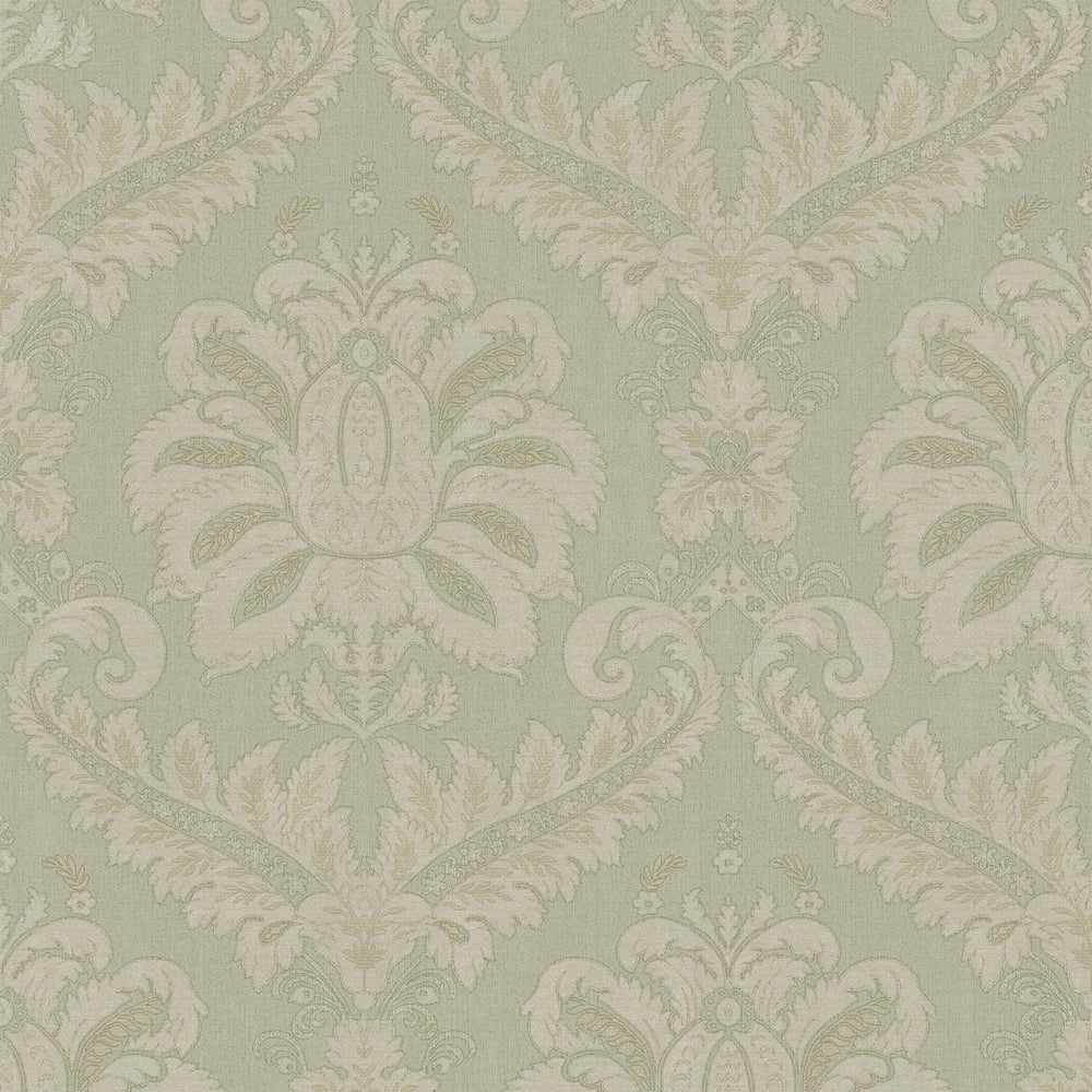 Traditional Damask wallpaper in green color - pattern number 35935 - by Galerie in the Ornamenta collection