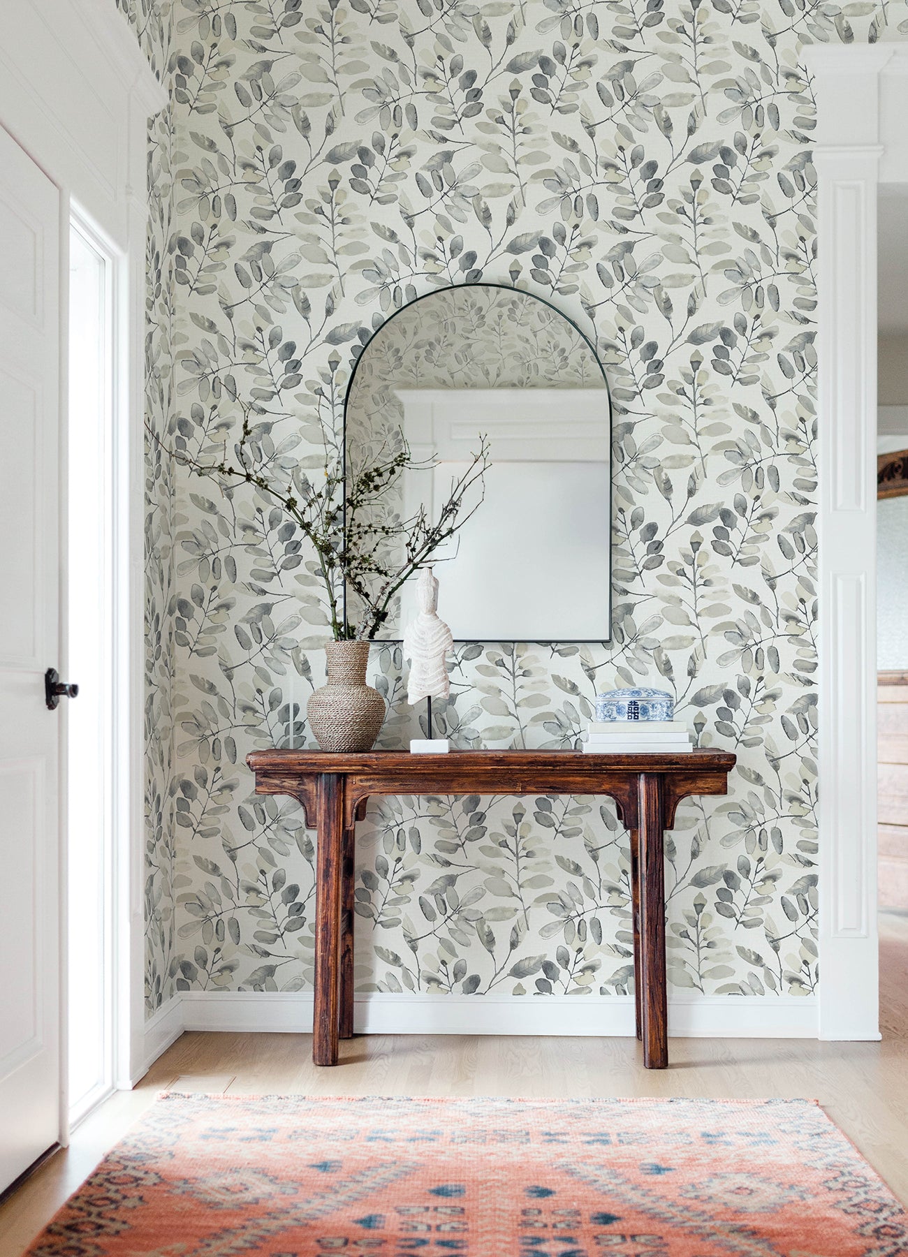 Pinnate wallpaper in charcoal color - pattern number 4169-13910 - by Chesapeake in the Oak and Moss collection