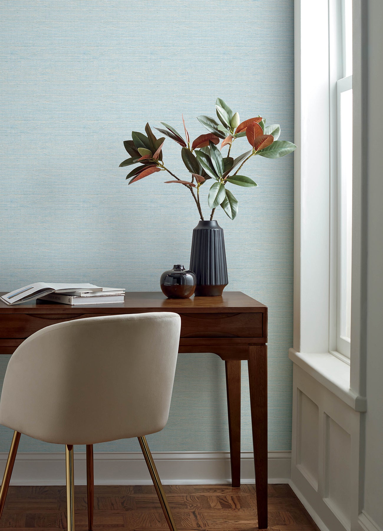 Agave wallpaper in sky blue color - pattern number 4169-24283 - by Chesapeake in the Oak and Moss collection