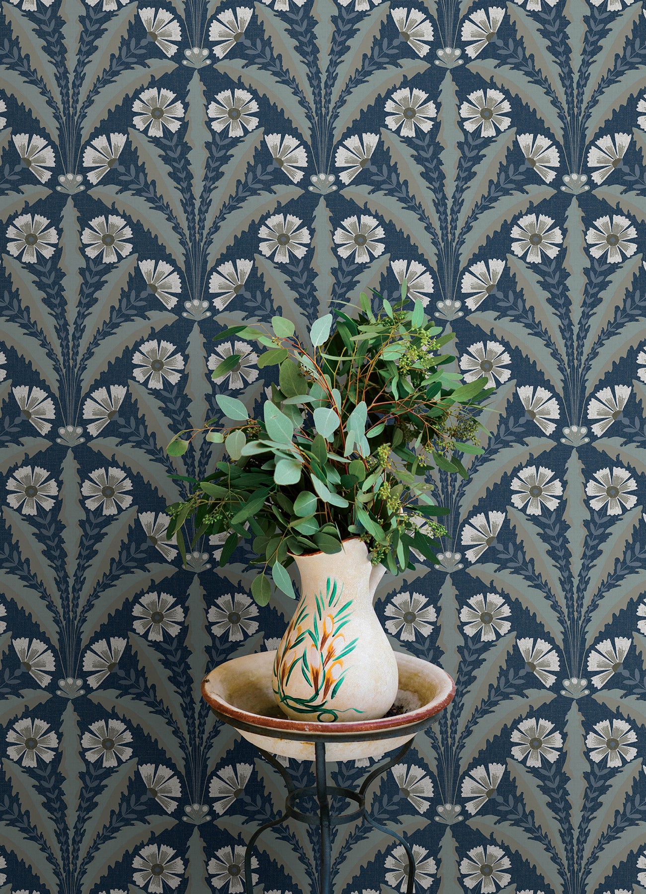 Tap Root wallpaper in dark blue color - pattern number 4169-27600 - by Chesapeake in the Oak and Moss collection