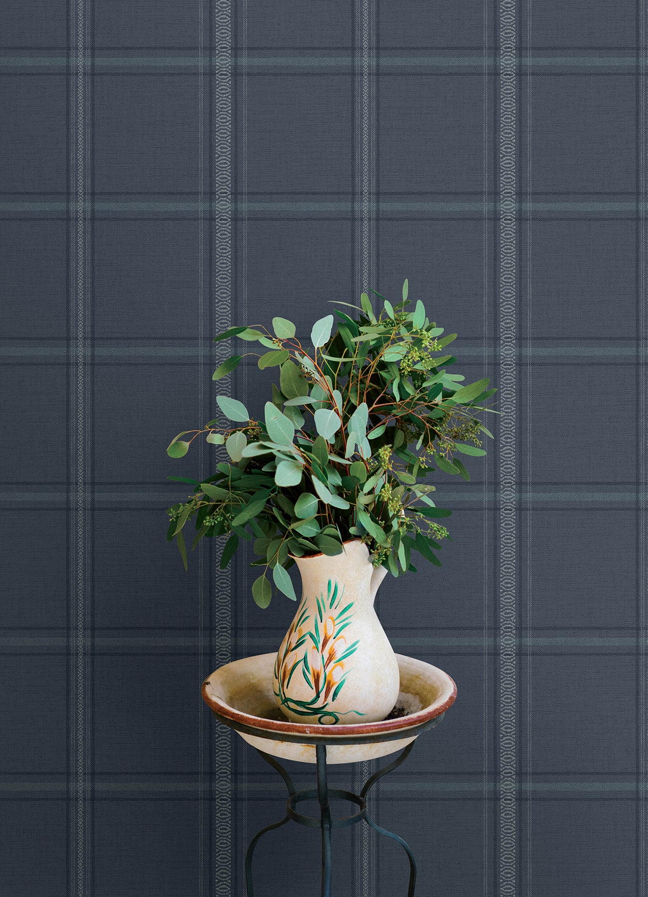 Auberge wallpaper in dark blue color - pattern number 4169-27605 - by Chesapeake in the Oak and Moss collection