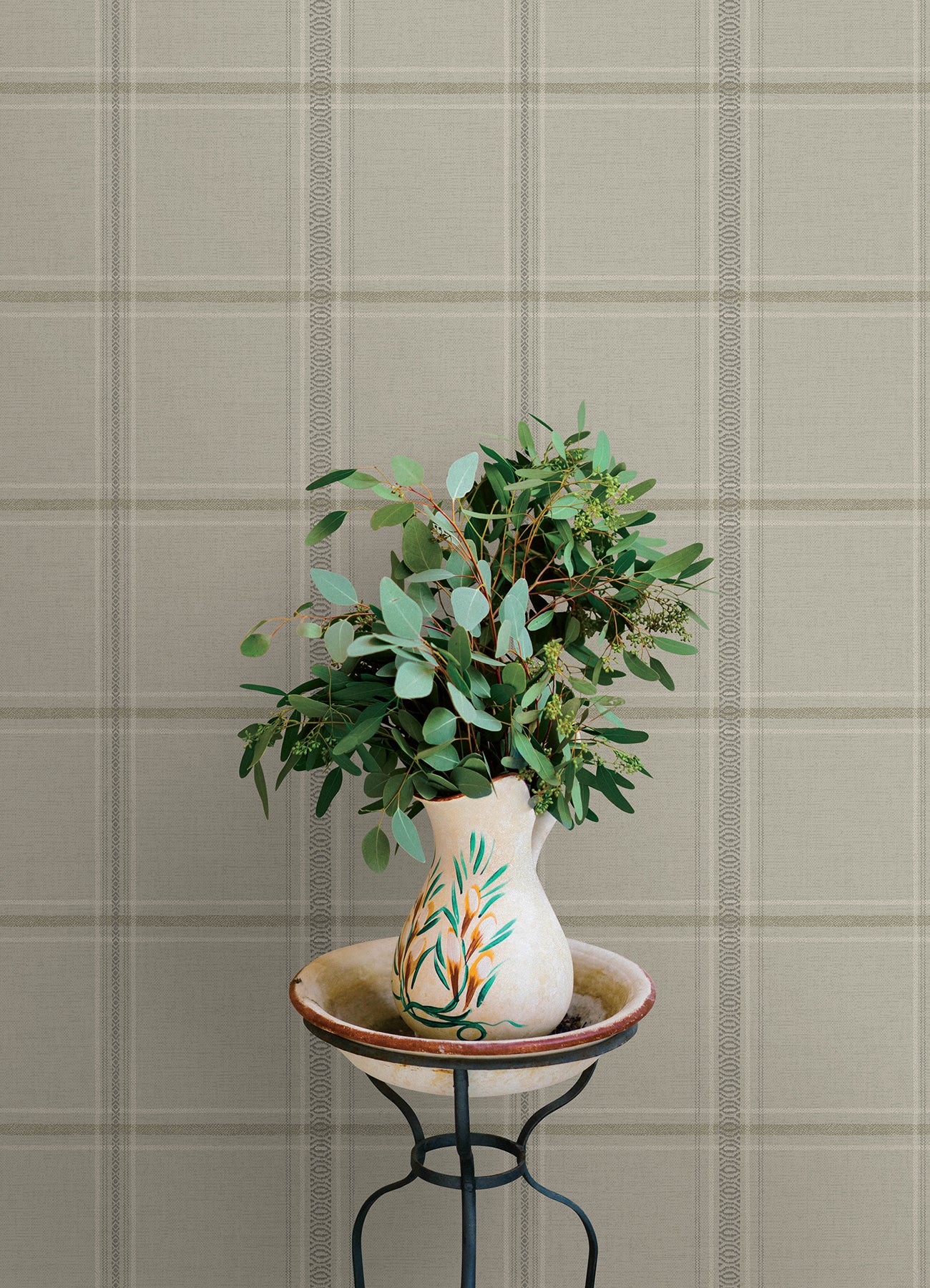 Auberge wallpaper in taupe color - pattern number 4169-27608 - by Chesapeake in the Oak and Moss collection