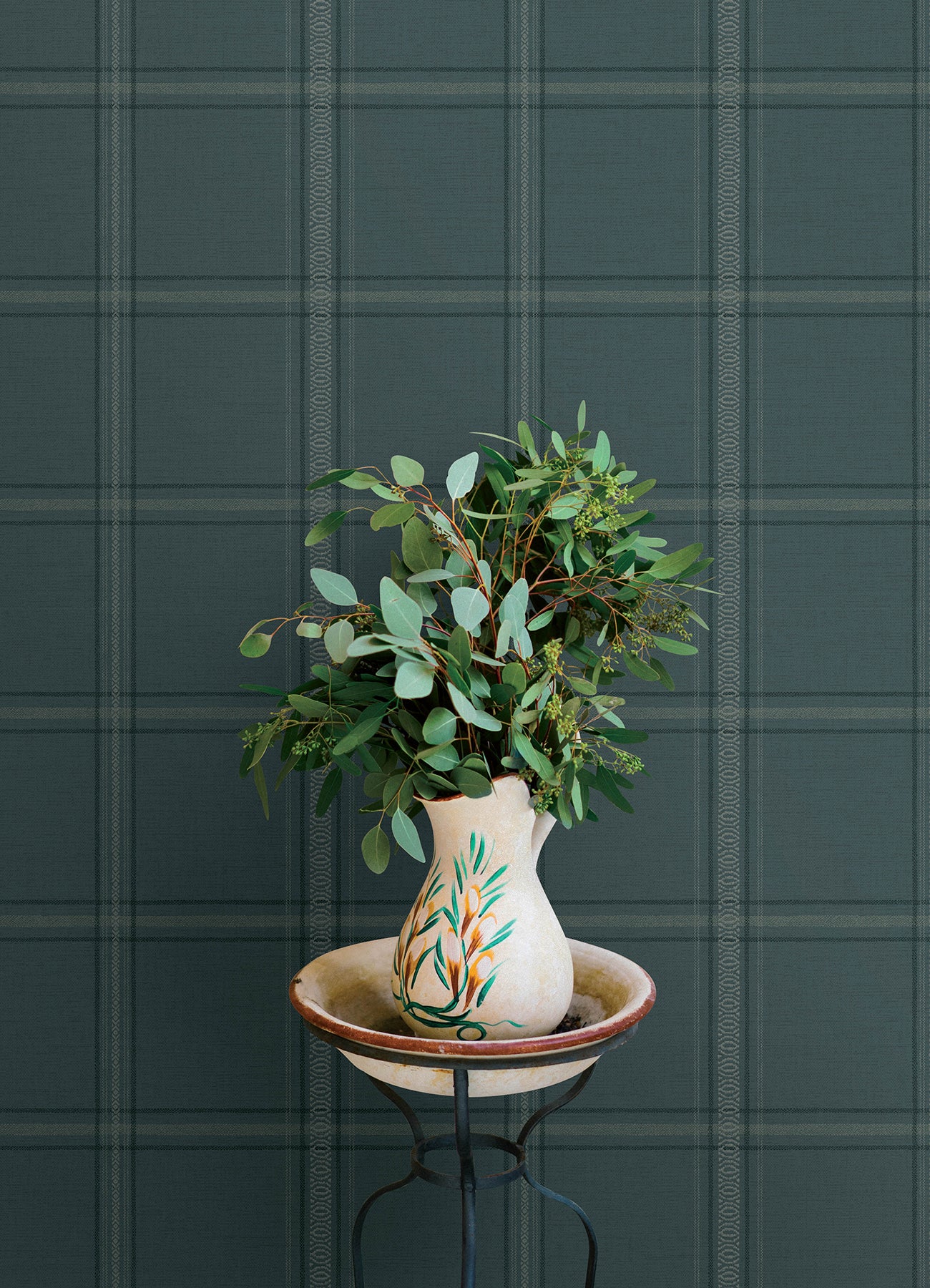 Auberge wallpaper in teal color - pattern number 4169-27610 - by Chesapeake in the Oak and Moss collection
