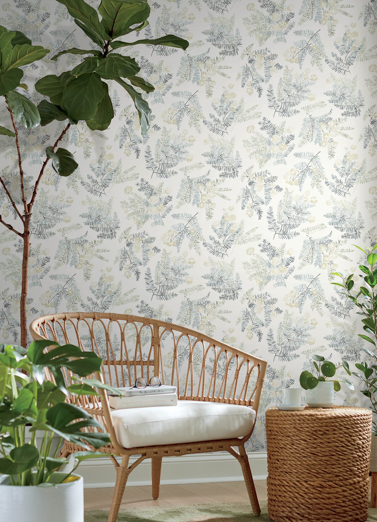 Frith wallpaper in sea green color - pattern number 4169-83106 - by Chesapeake in the Oak and Moss collection