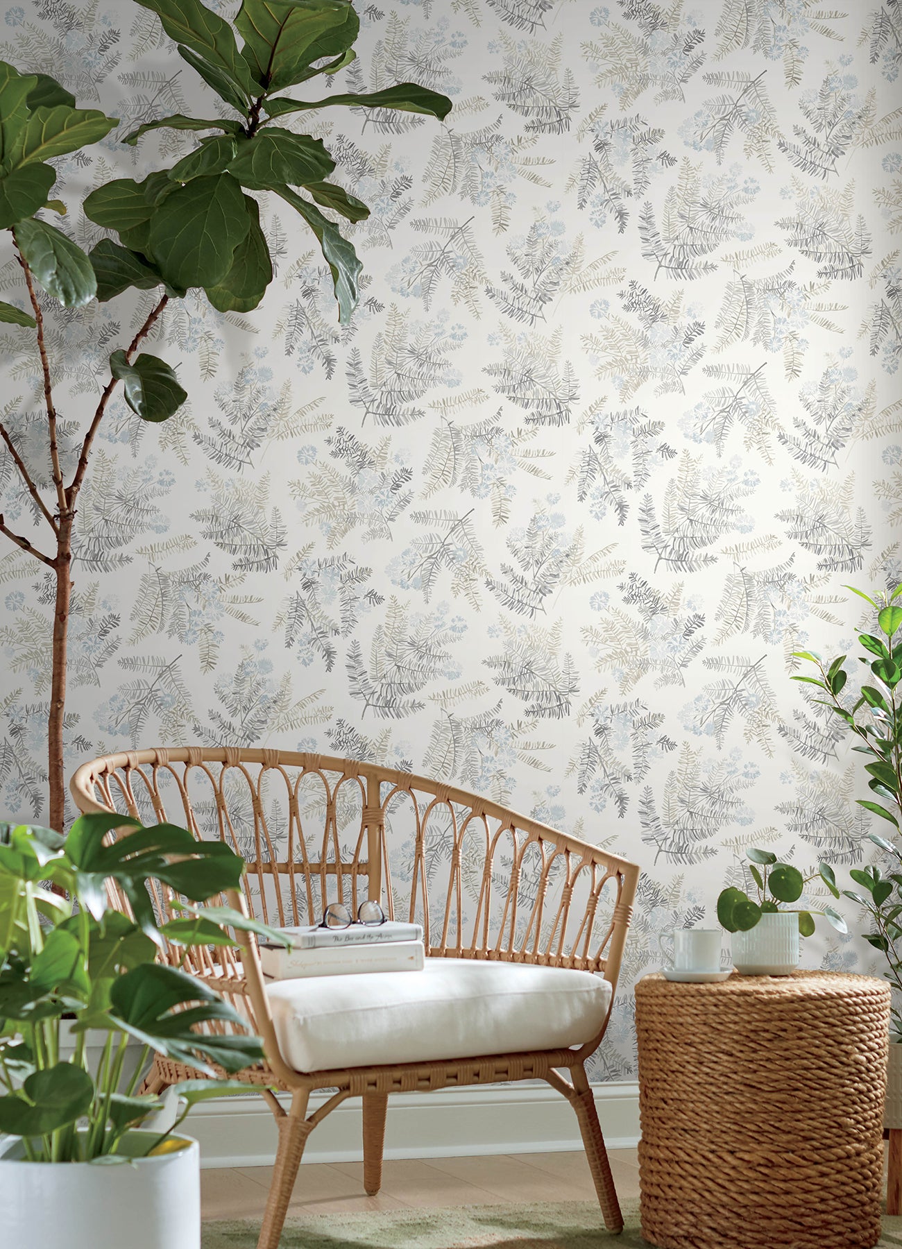 Frith wallpaper in light blue color - pattern number 4169-83107 - by Chesapeake in the Oak and Moss collection