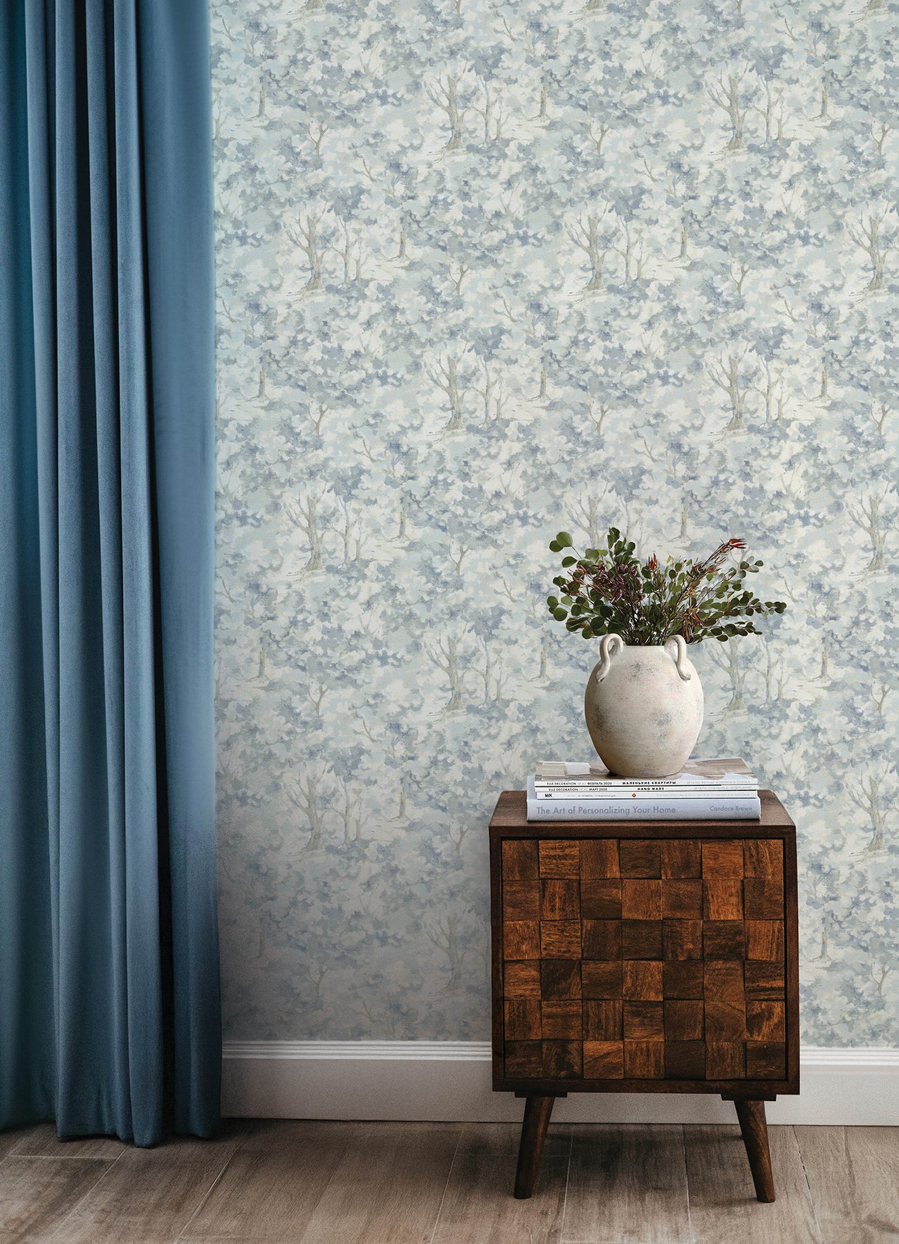 Thicket wallpaper in blue color - pattern number 4169-83108 - by Chesapeake in the Oak and Moss collection