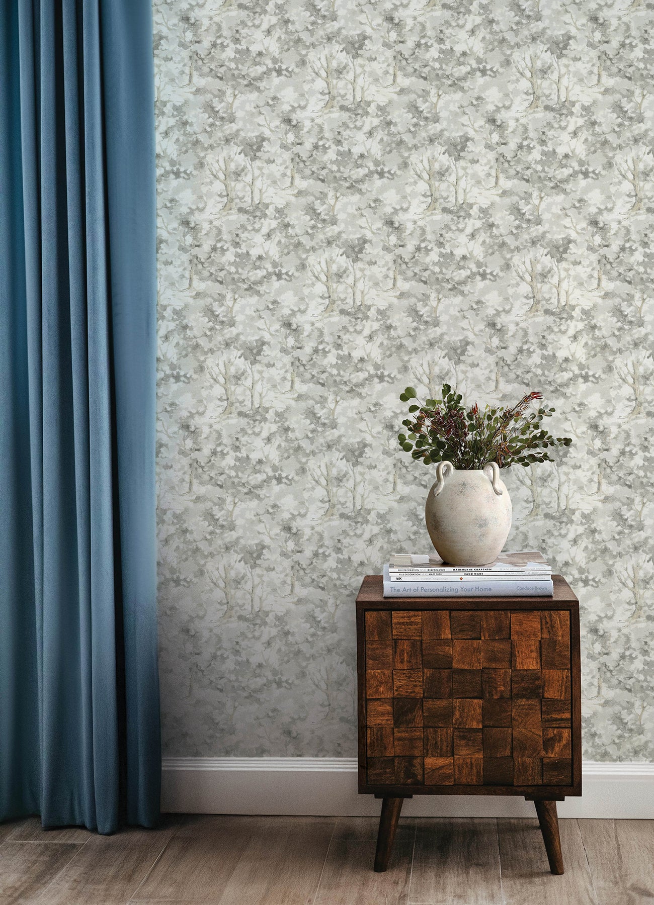 Thicket wallpaper in charcoal color - pattern number 4169-83110 - by Chesapeake in the Oak and Moss collection