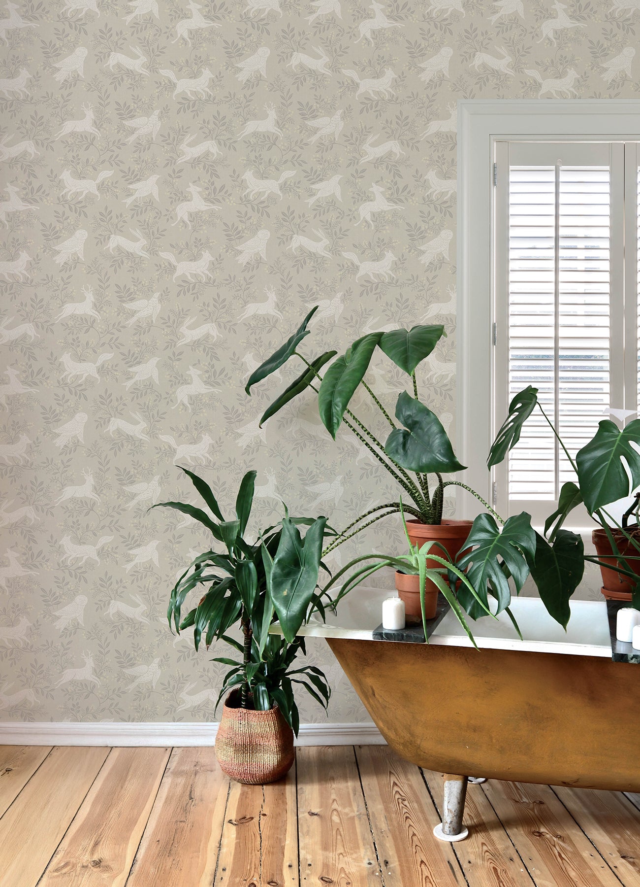 Revelry wallpaper in taupe color - pattern number 4169-83112 - by Chesapeake in the Oak and Moss collection