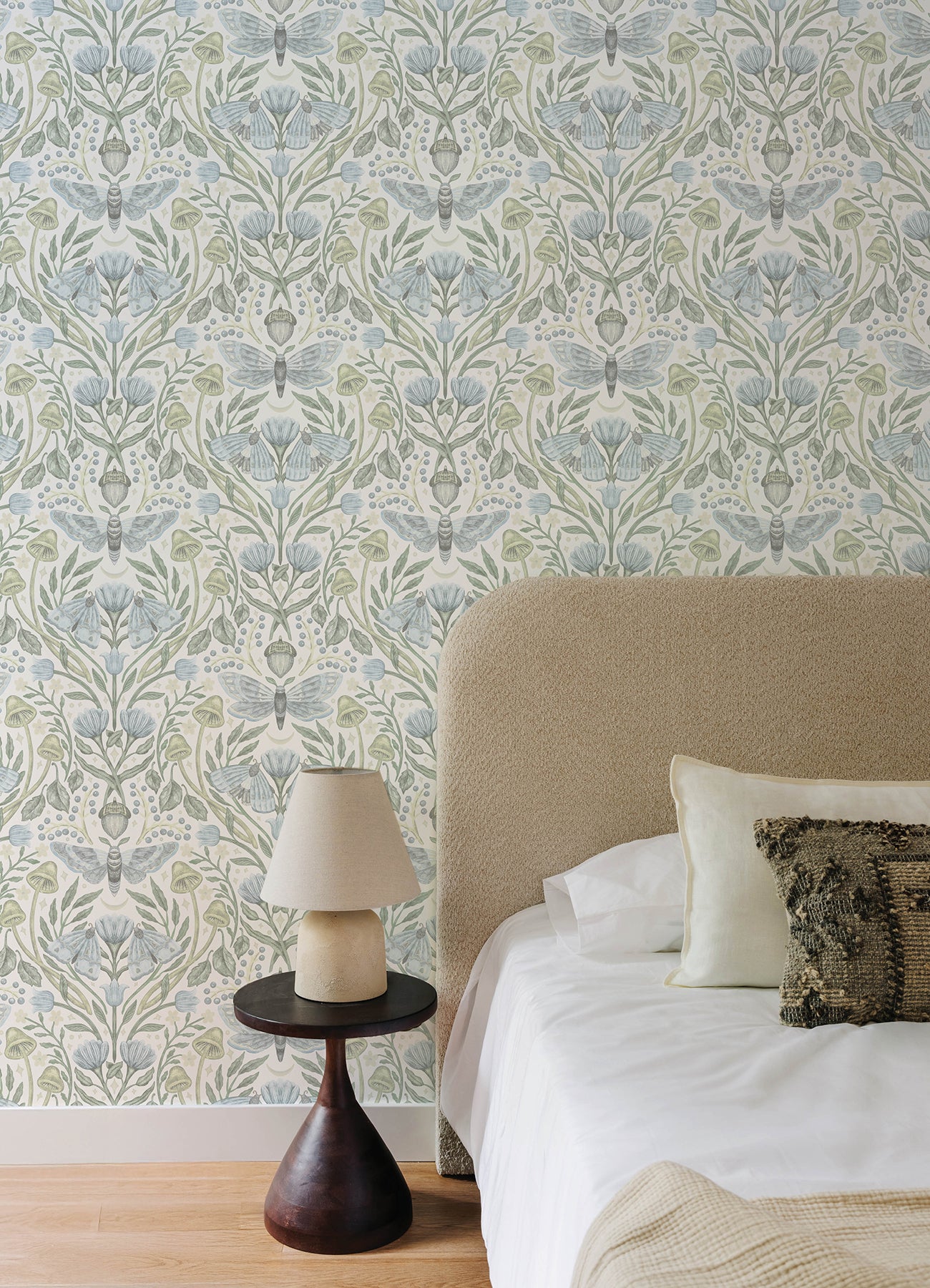 Mystic Moth wallpaper in sky blue color - pattern number 4169-83117 - by Chesapeake in the Oak and Moss collection