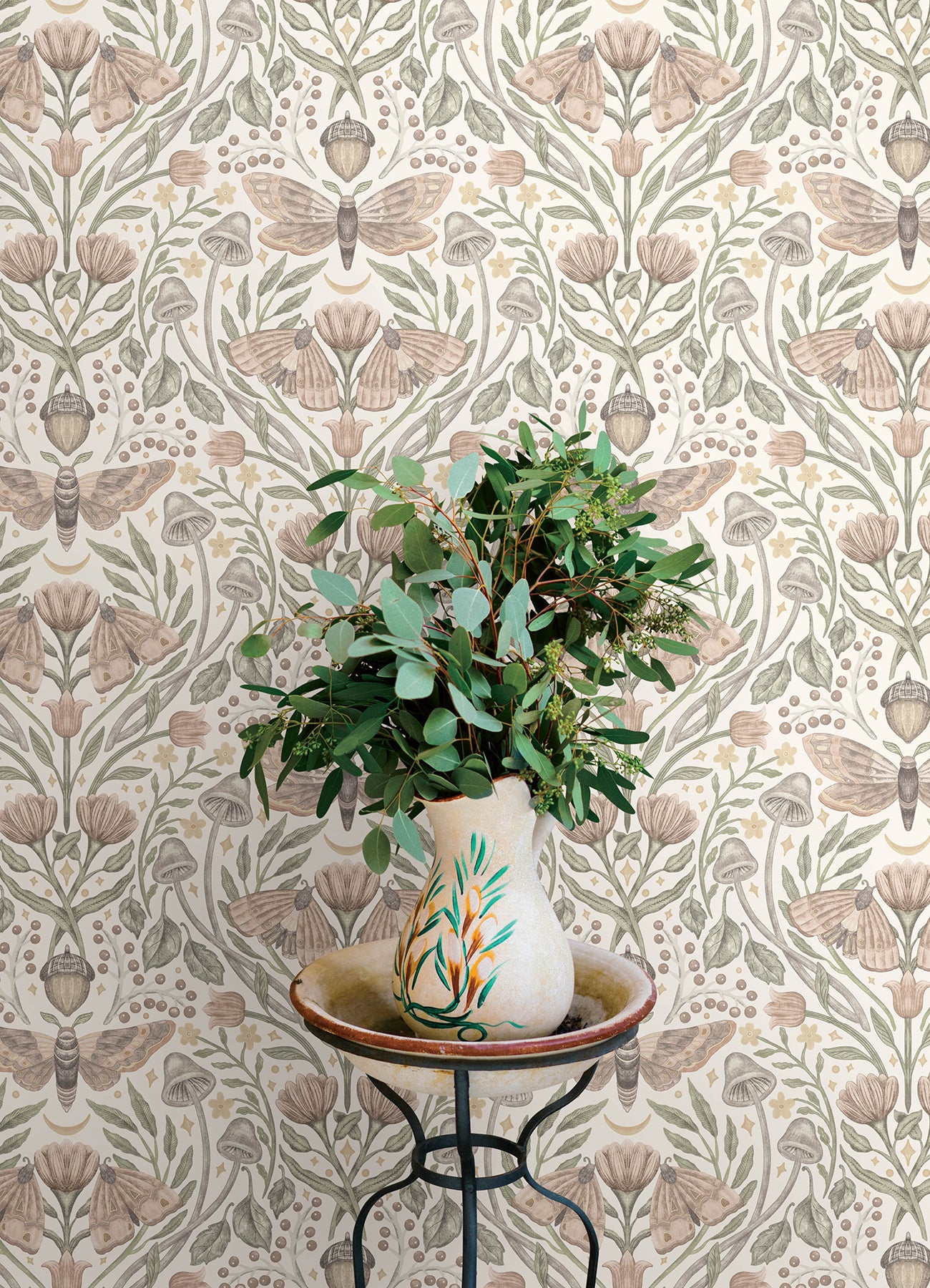 Mystic Moth wallpaper in blush color - pattern number 4169-83119 - by Chesapeake in the Oak and Moss collection