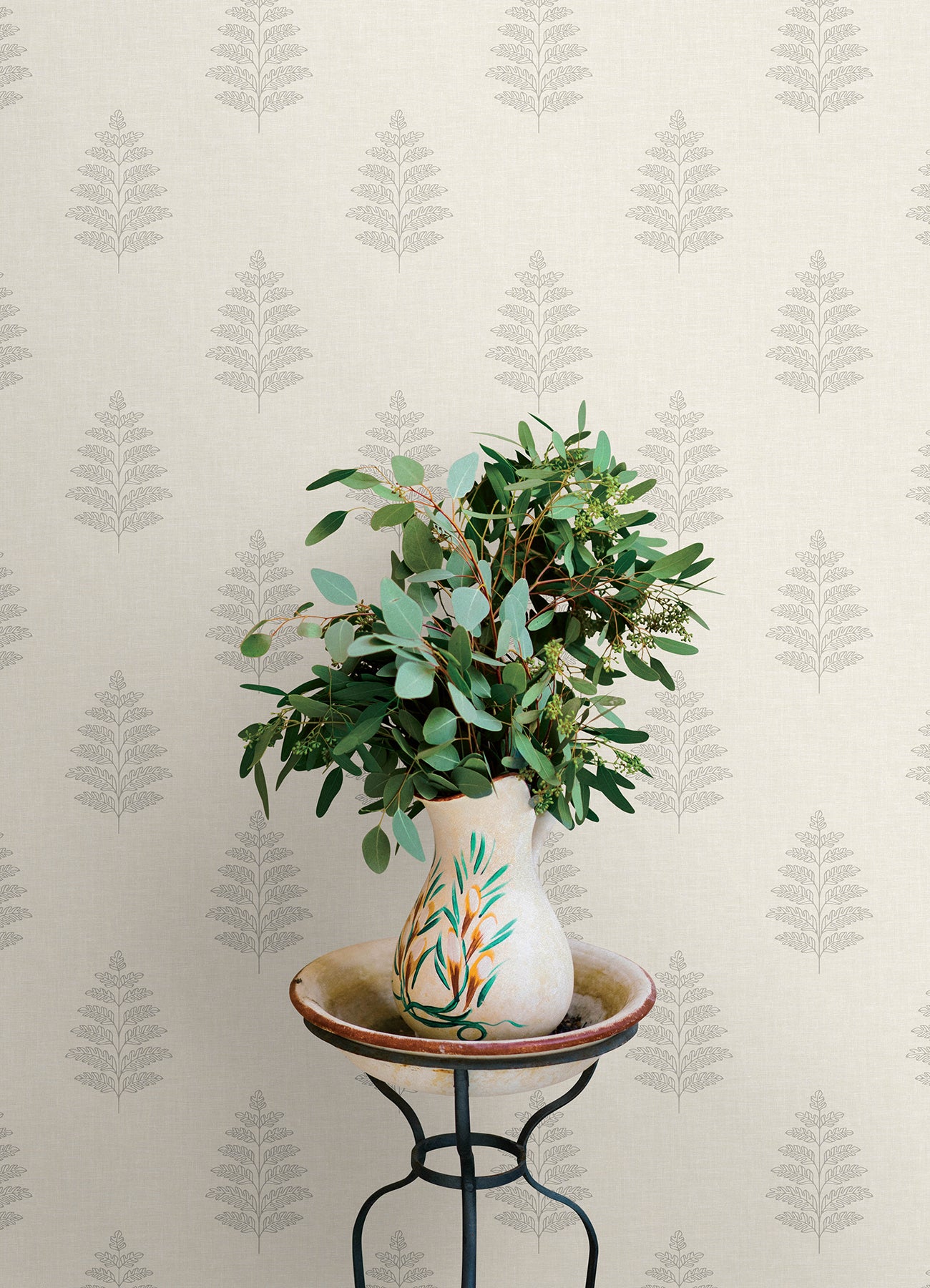 Frond wallpaper in cream color - pattern number 4169-83125 - by Chesapeake in the Oak and Moss collection