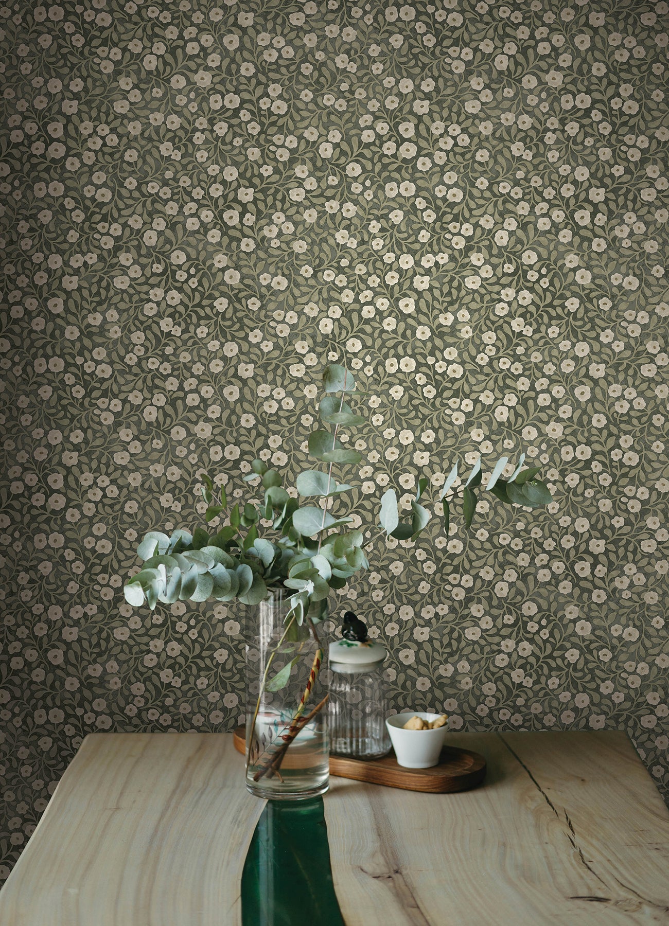 Poppy Trail wallpaper in green color - pattern number 4169-83132 - by Chesapeake in the Oak and Moss collection