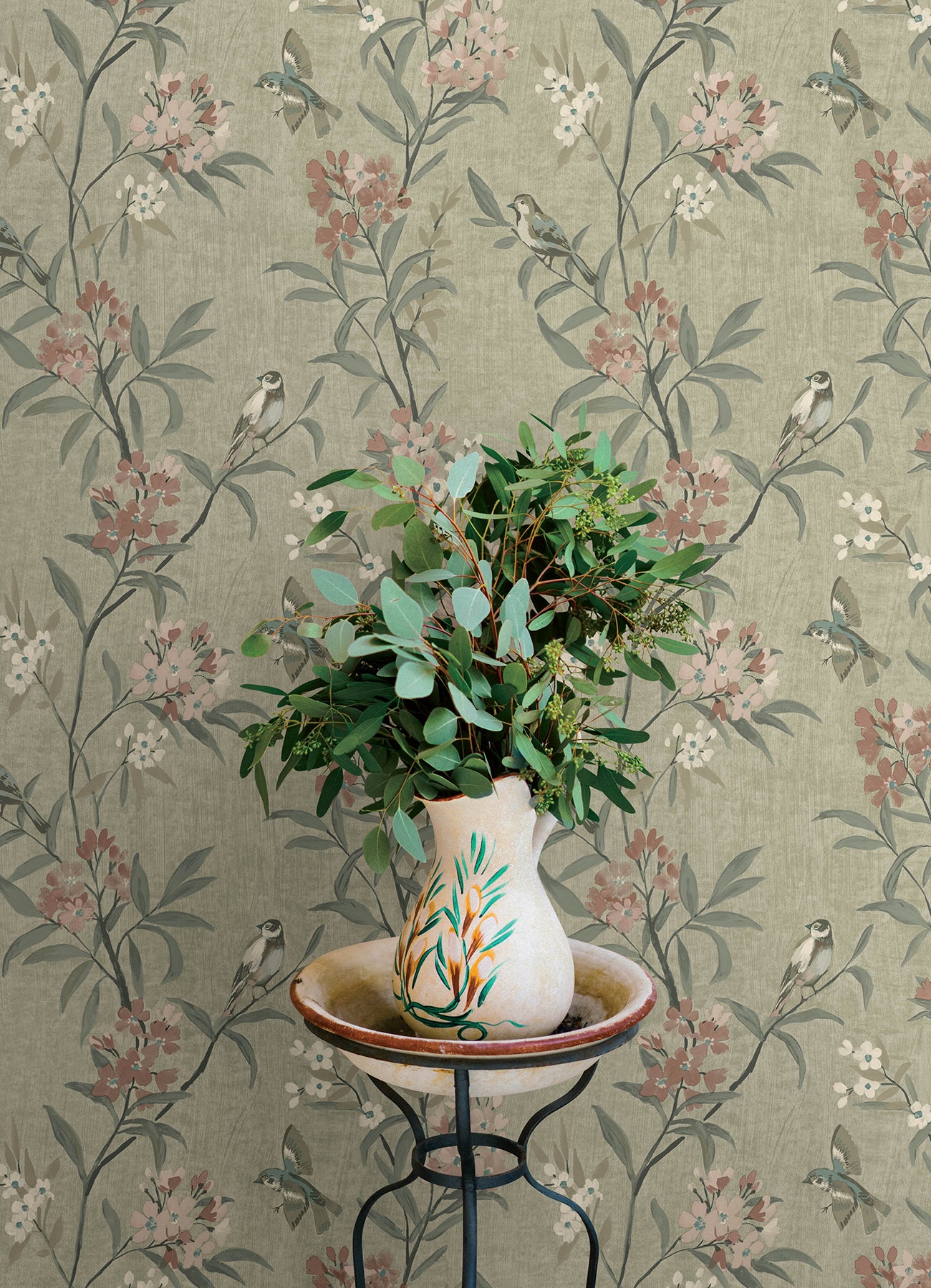 Tea Olive wallpaper in green color - pattern number 4169-83138 - by Chesapeake in the Oak and Moss collection
