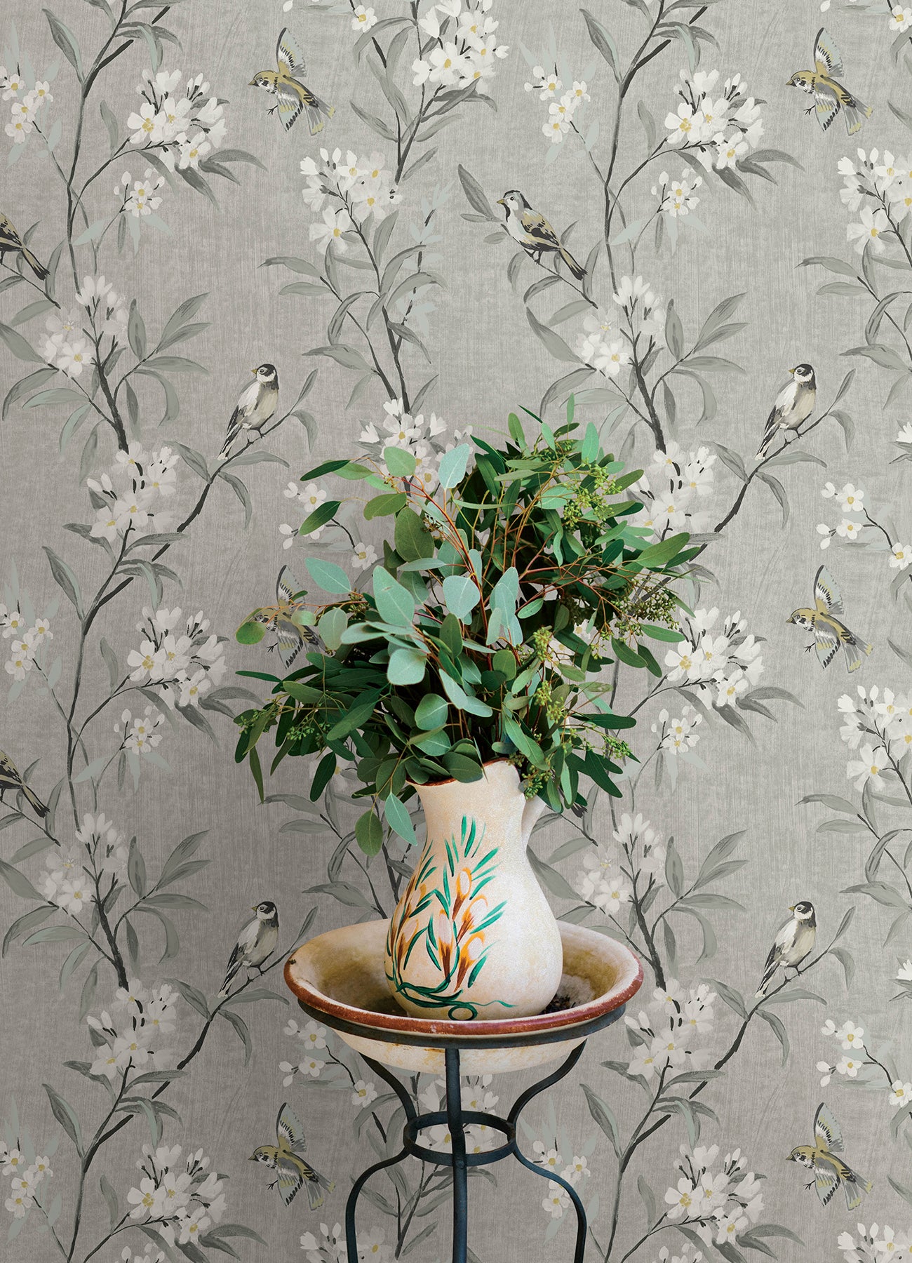 Tea Olive wallpaper in gray color - pattern number 4169-83141 - by Chesapeake in the Oak and Moss collection