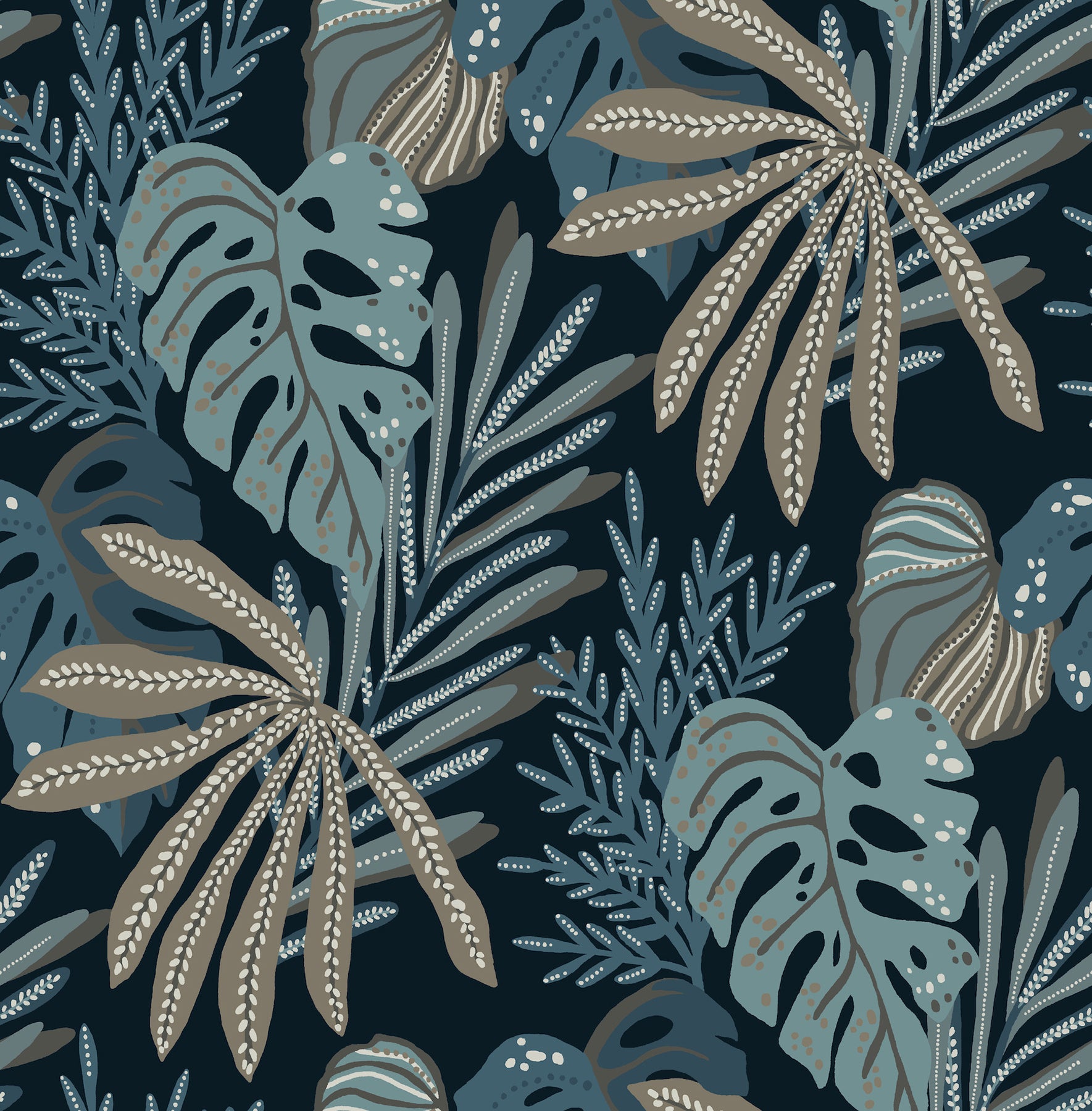 Alocasia wallpaper in blue color - pattern number 4177-27735 - by A Street Prints in the Drew and Jonathan Home Fifth Edition collection