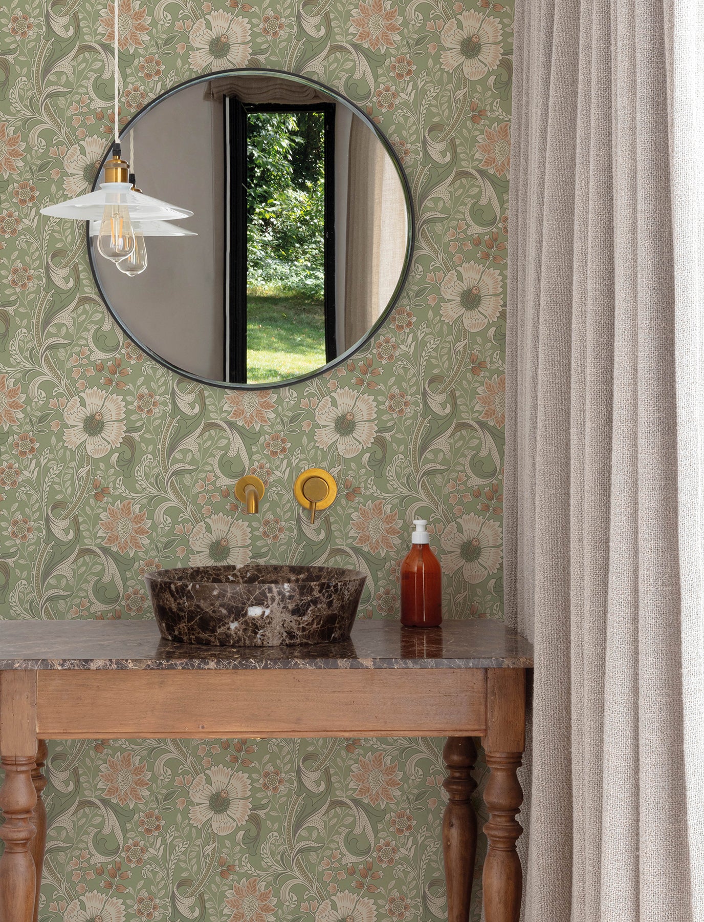 Liora wallpaper in green color - pattern number 4191-83014 - by Chesapeake in the Kitchen & Bath collection