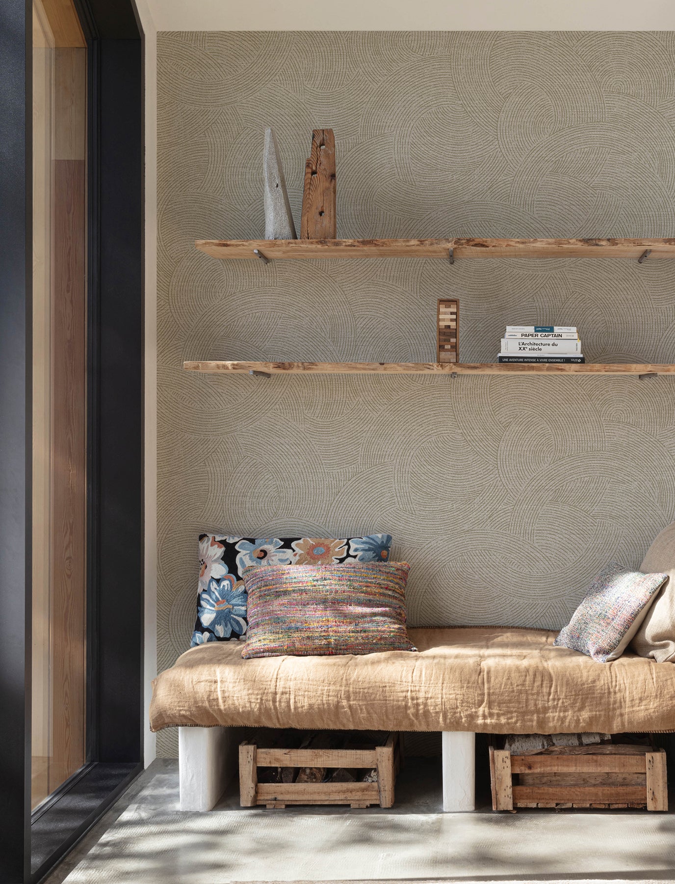 Harrison wallpaper in pewter color - pattern number 4191-83022 - by Chesapeake in the Kitchen & Bath collection