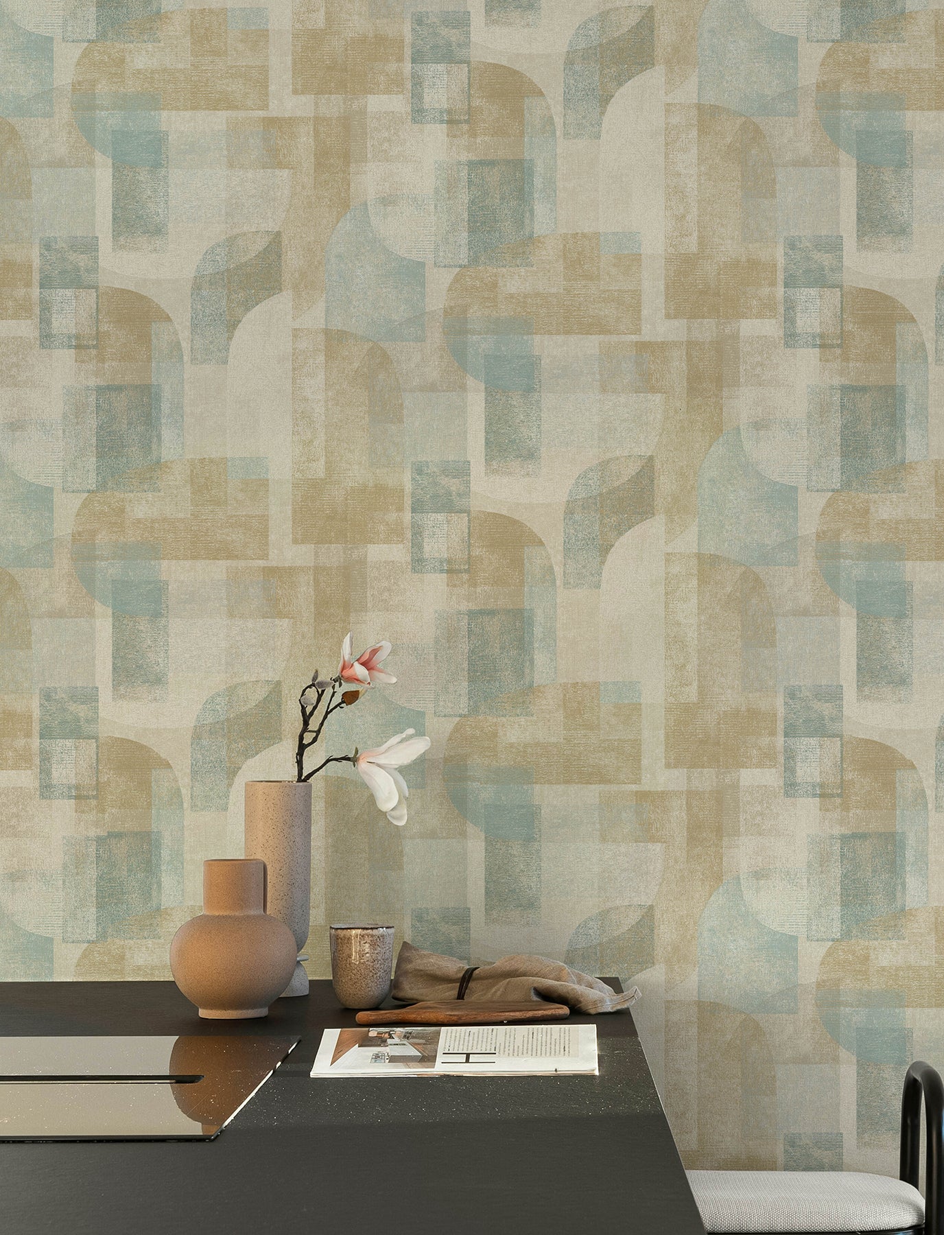 Cassandra wallpaper in teal color - pattern number 4191-83031 - by Chesapeake in the Kitchen & Bath collection