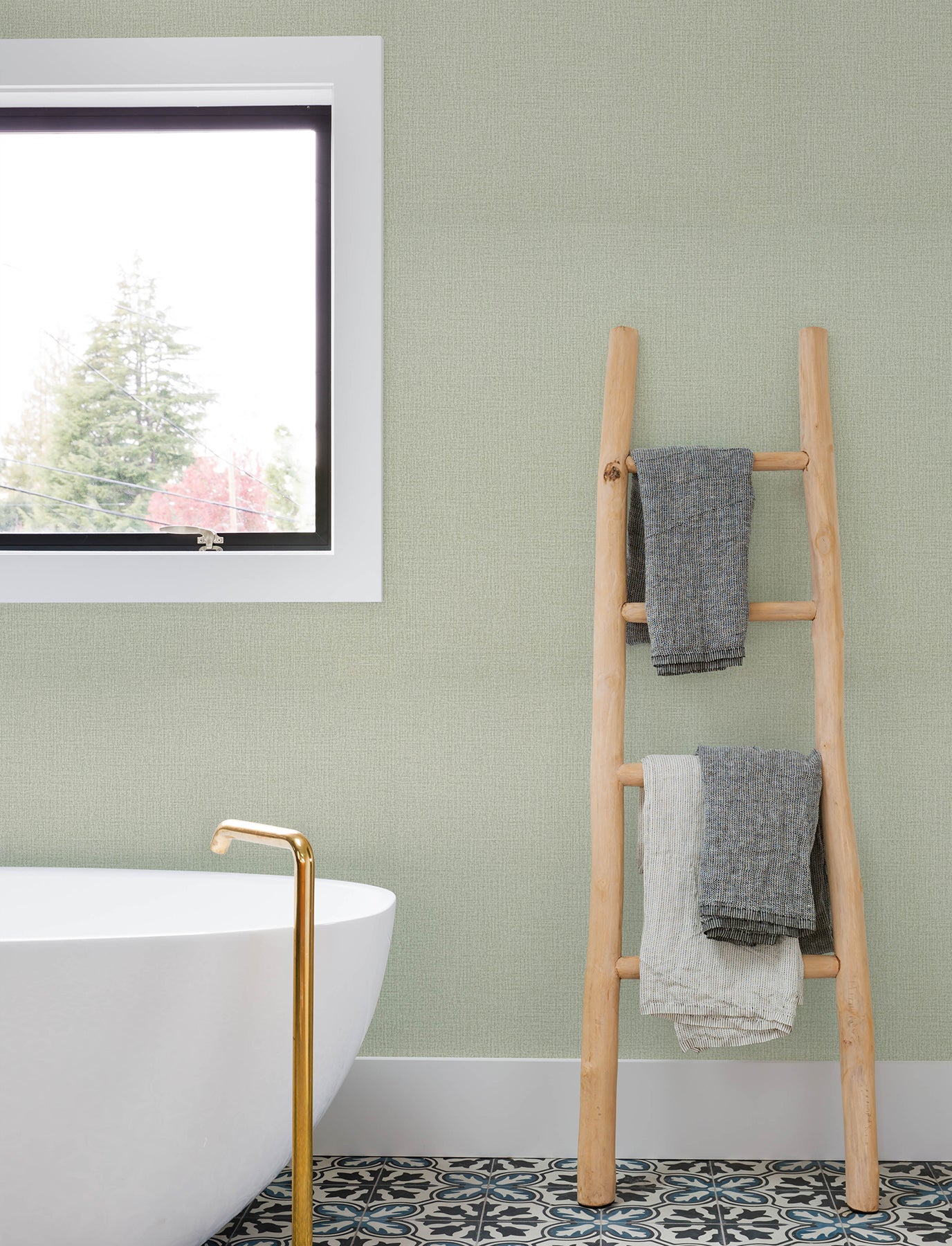 Sonia wallpaper in light green color - pattern number 4191-83036 - by Chesapeake in the Kitchen & Bath collection