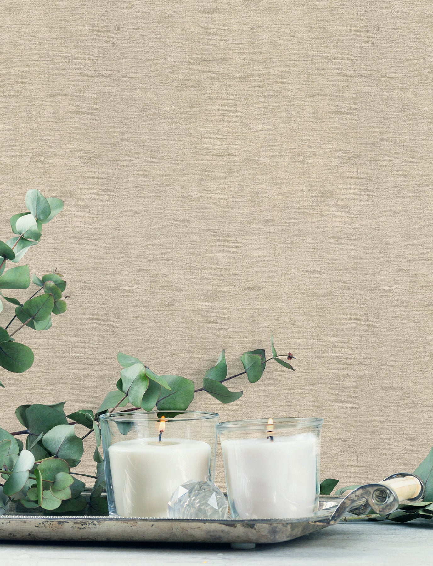 Tansy wallpaper in taupe color - pattern number 4191-83040 - by Chesapeake in the Kitchen & Bath collection