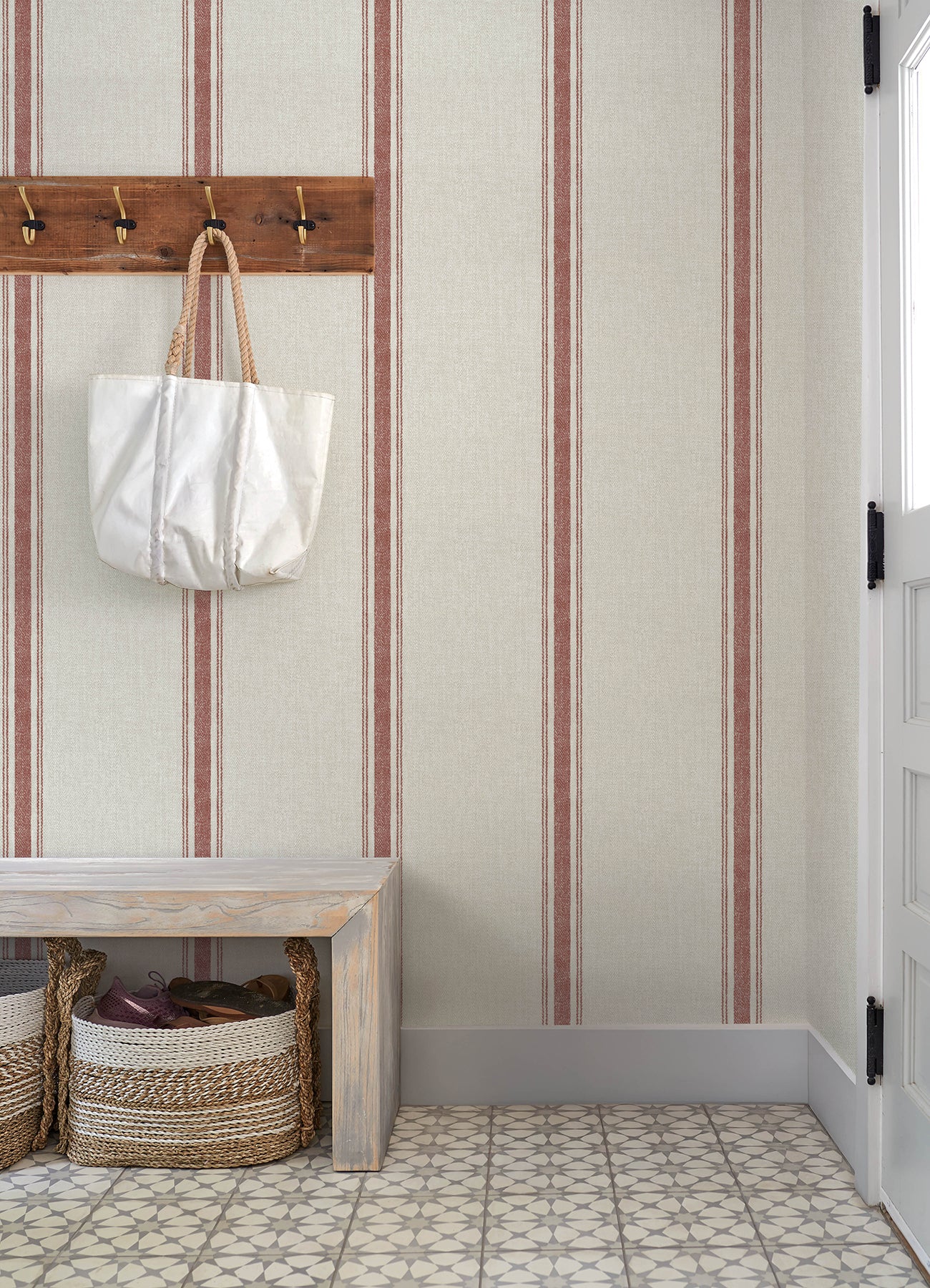 Linette Wallpaper in red color - pattern number 4192-12464 - by Chesapeake in the Plaid and Stripe Resource Collection collection