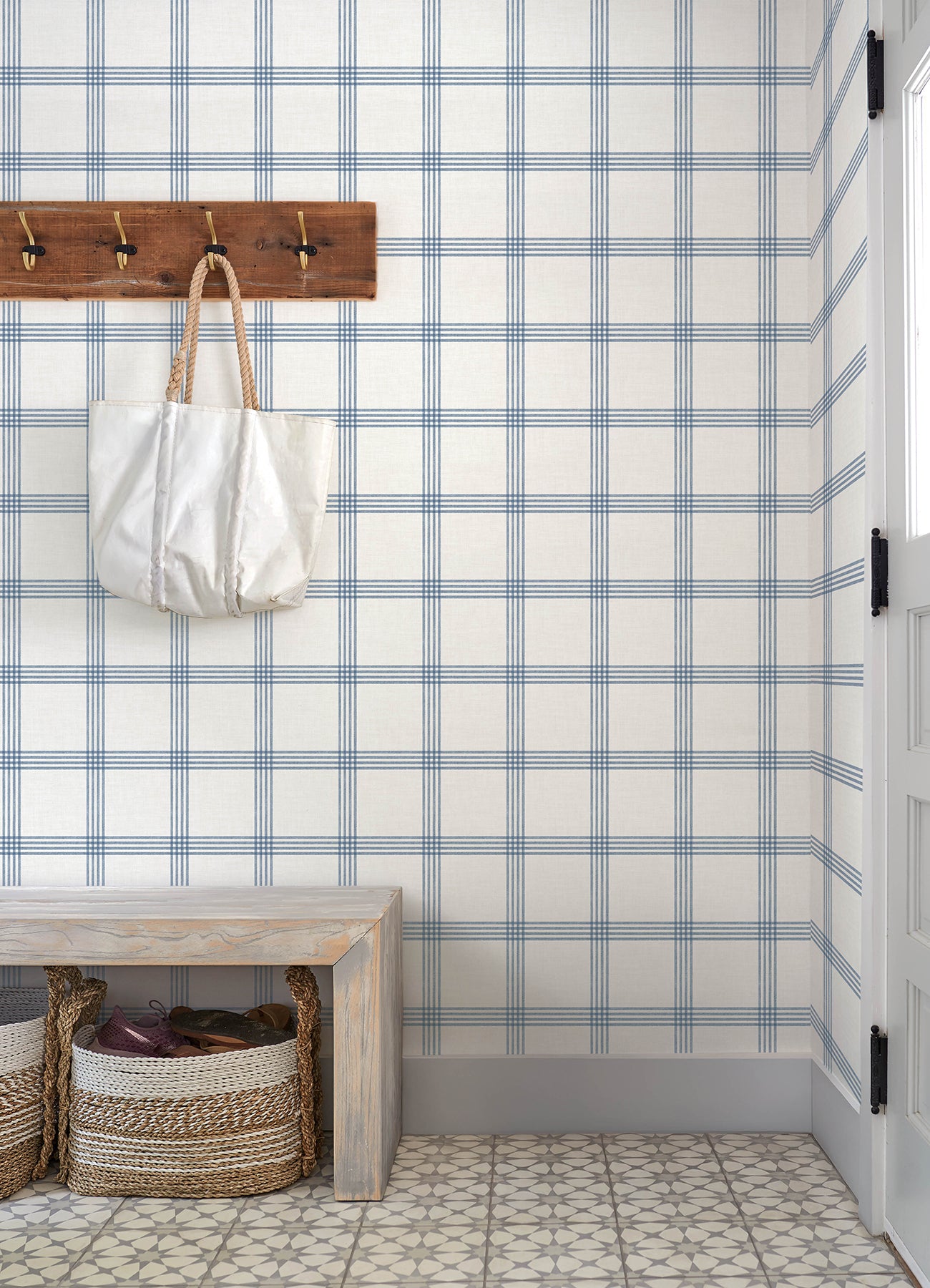 Twain Wallpaper in denim color - pattern number 4192-26993 - by Chesapeake in the Plaid and Stripe Resource Collection collection