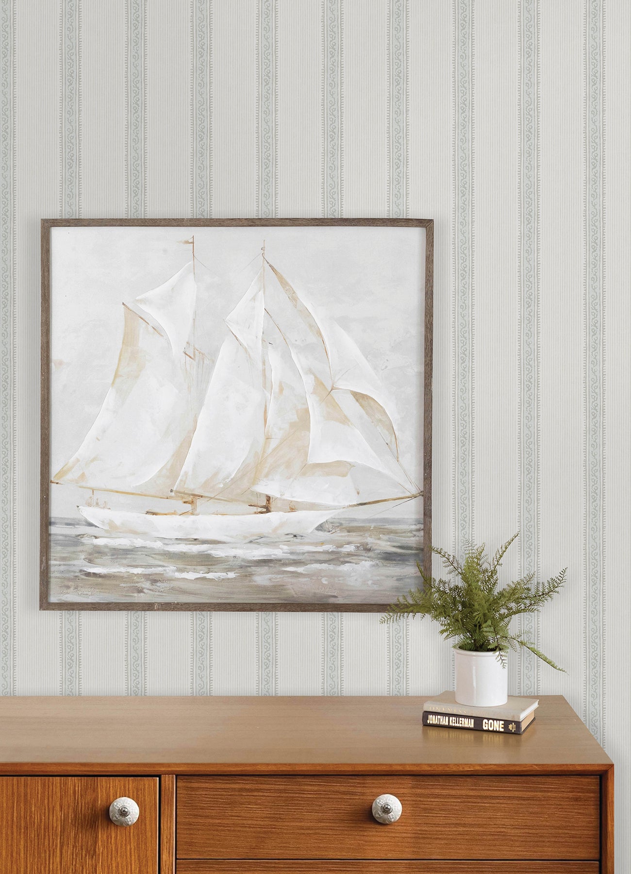 Mandevilla Wallpaper in light blue color - pattern number 4192-27690 - by Chesapeake in the Plaid and Stripe Resource Collection collection
