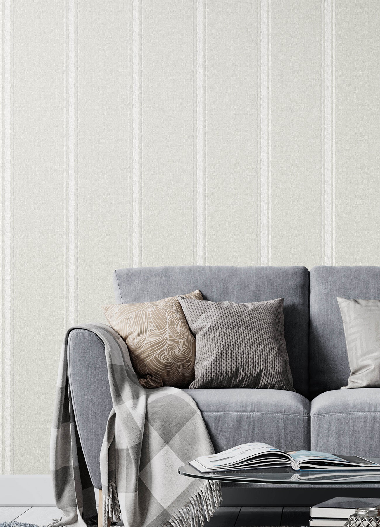 Linette Wallpaper in beige color - pattern number 4192-70070 - by Chesapeake in the Plaid and Stripe Resource Collection collection
