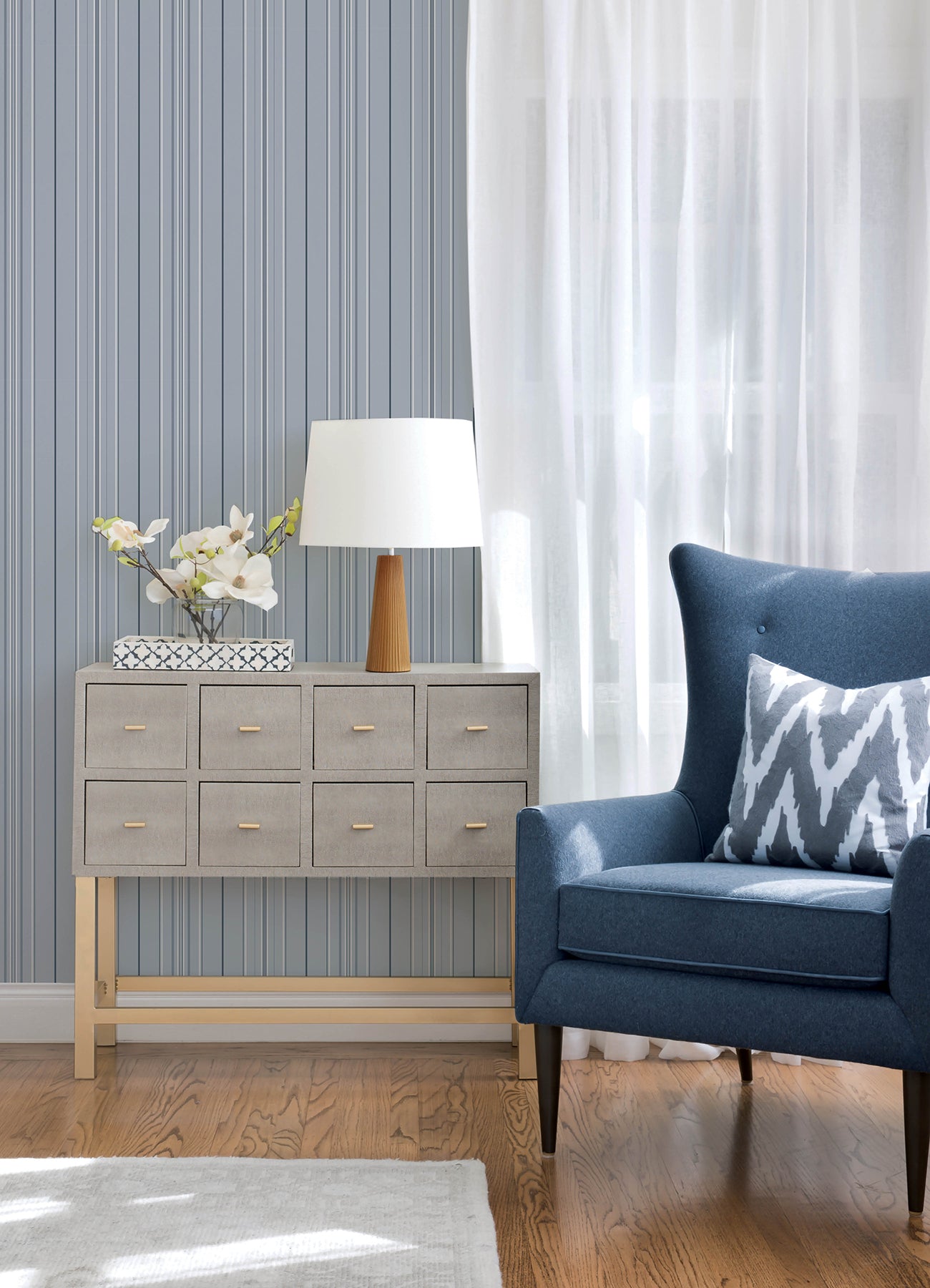 Lascelle Wallpaper in light blue color - pattern number 4192-83452 - by Chesapeake in the Plaid and Stripe Resource Collection collection