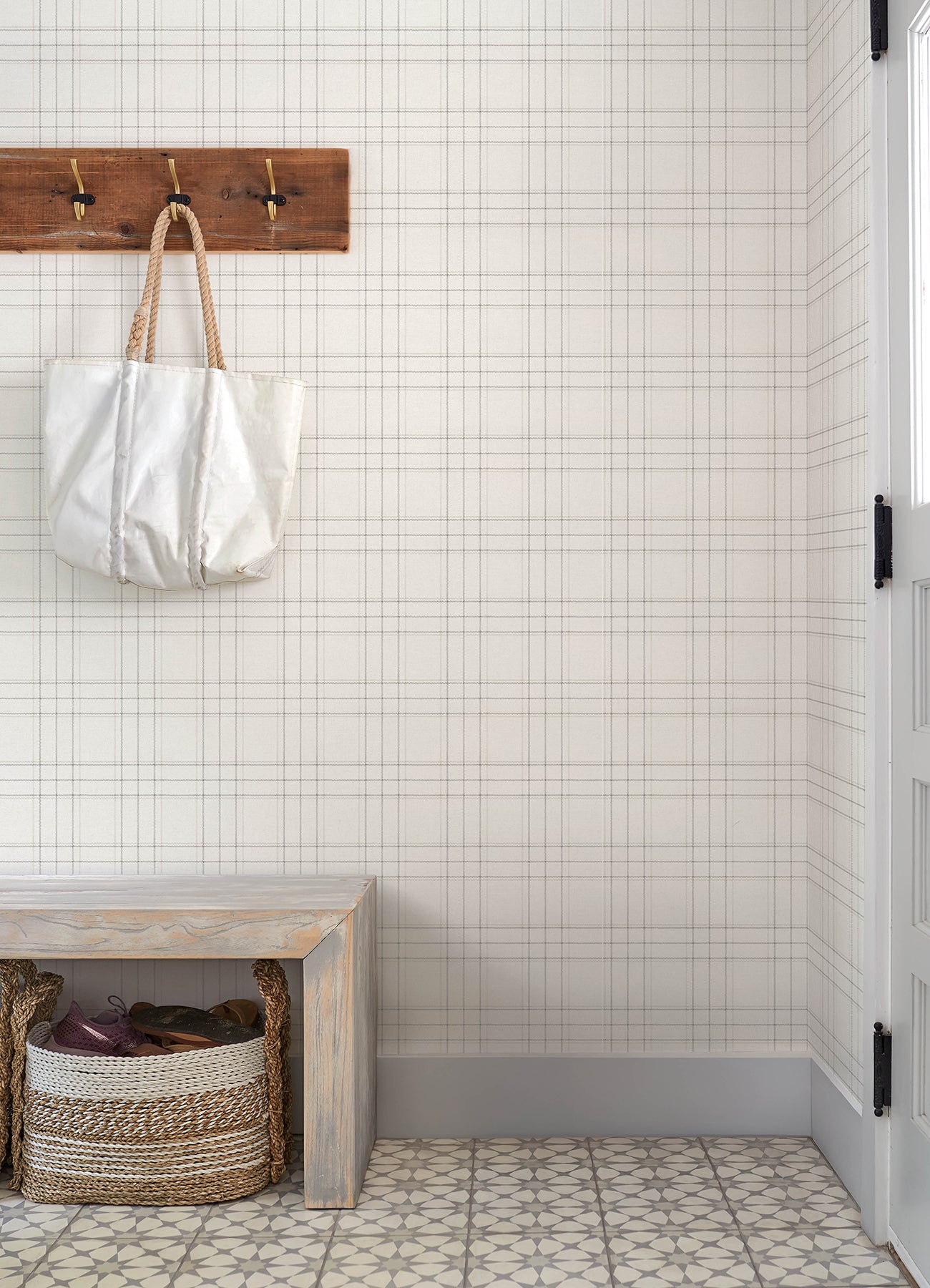 Fox Hollow Wallpaper in ivory color - pattern number 4192-83455 - by Chesapeake in the Plaid and Stripe Resource Collection collection