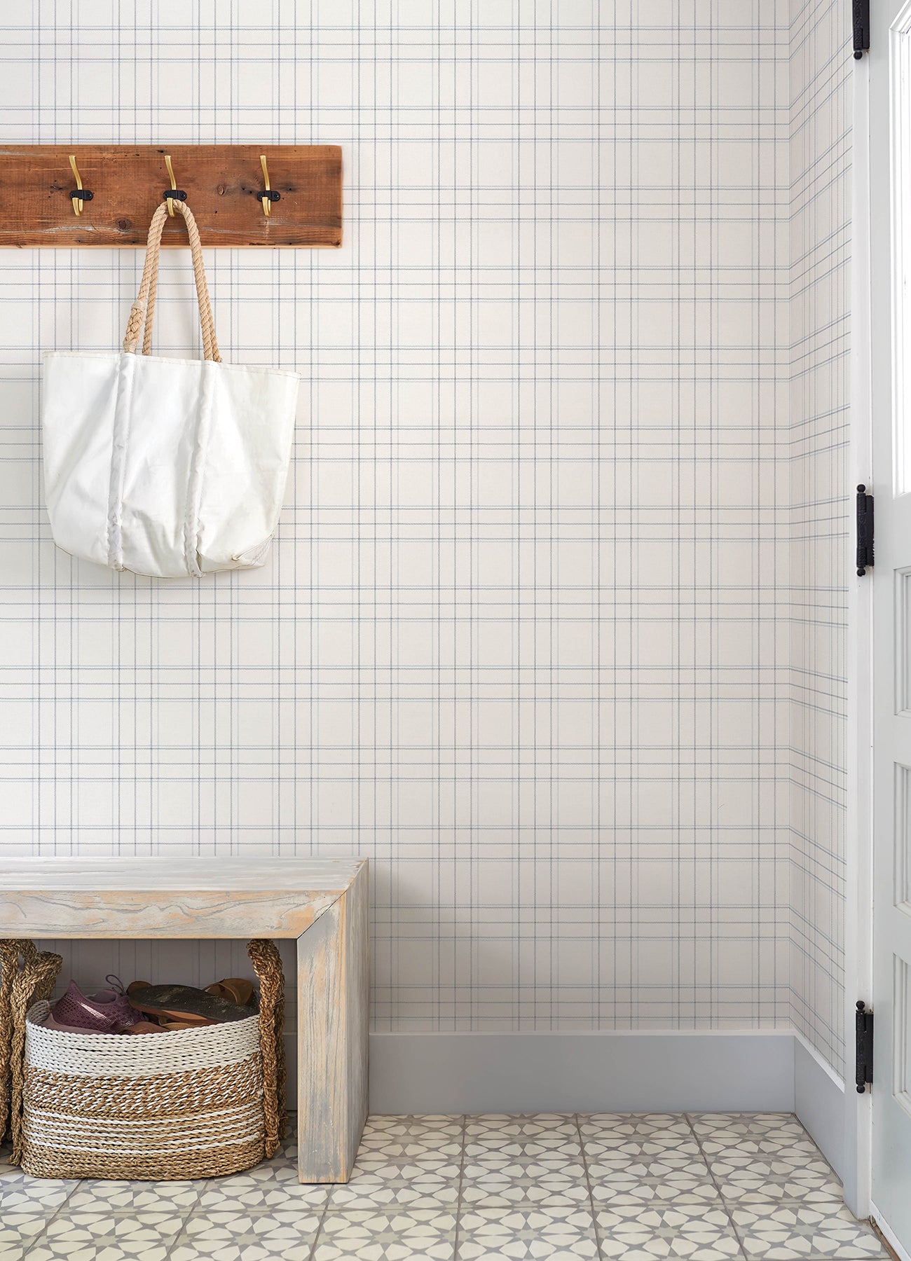 Fox Hollow Wallpaper in white color - pattern number 4192-83460 - by Chesapeake in the Plaid and Stripe Resource Collection collection