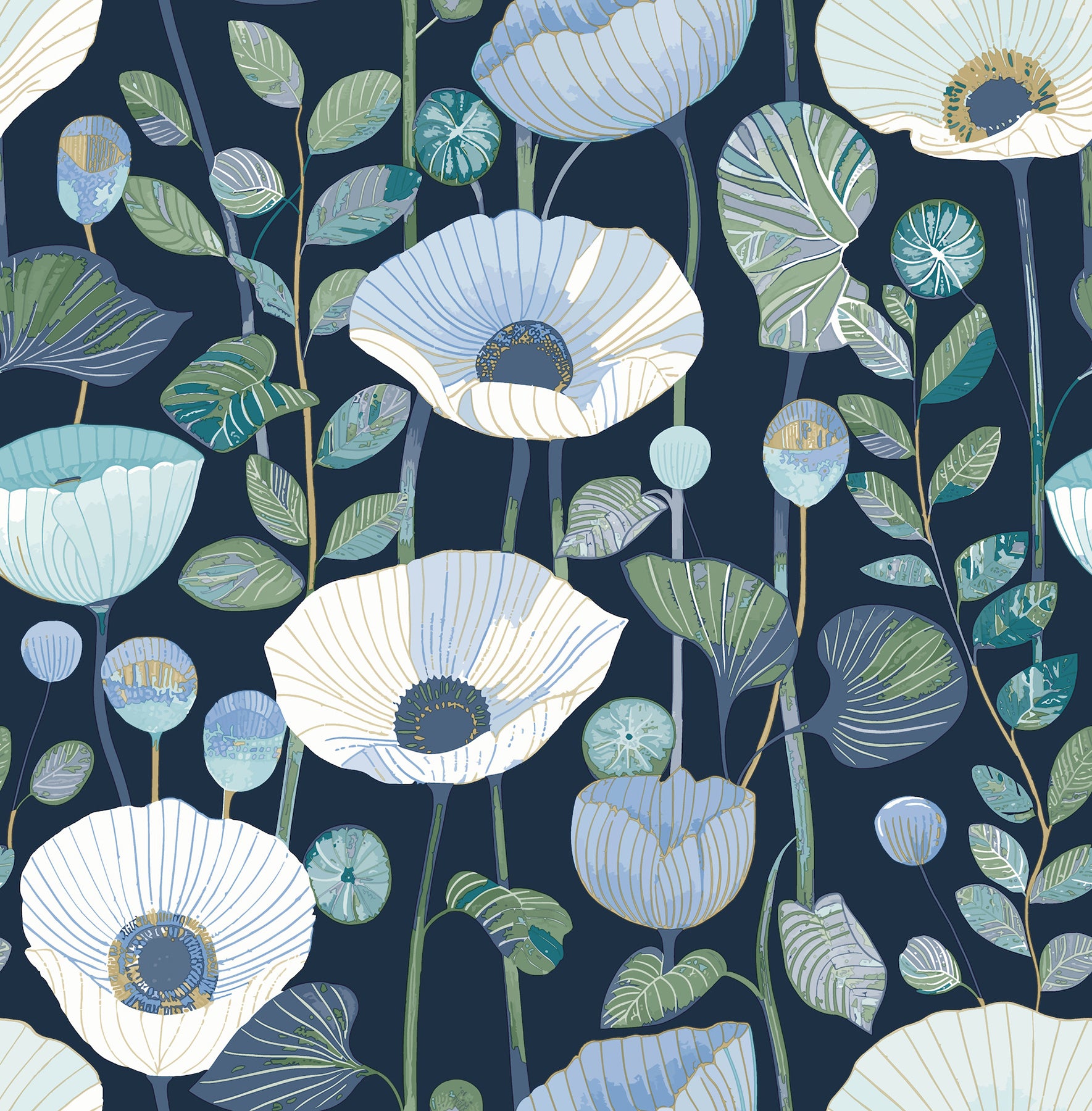 Mindra Wallpaper in indigo color - pattern number 4197-27871 - by A Street Prints in the Kaleidoscope collection