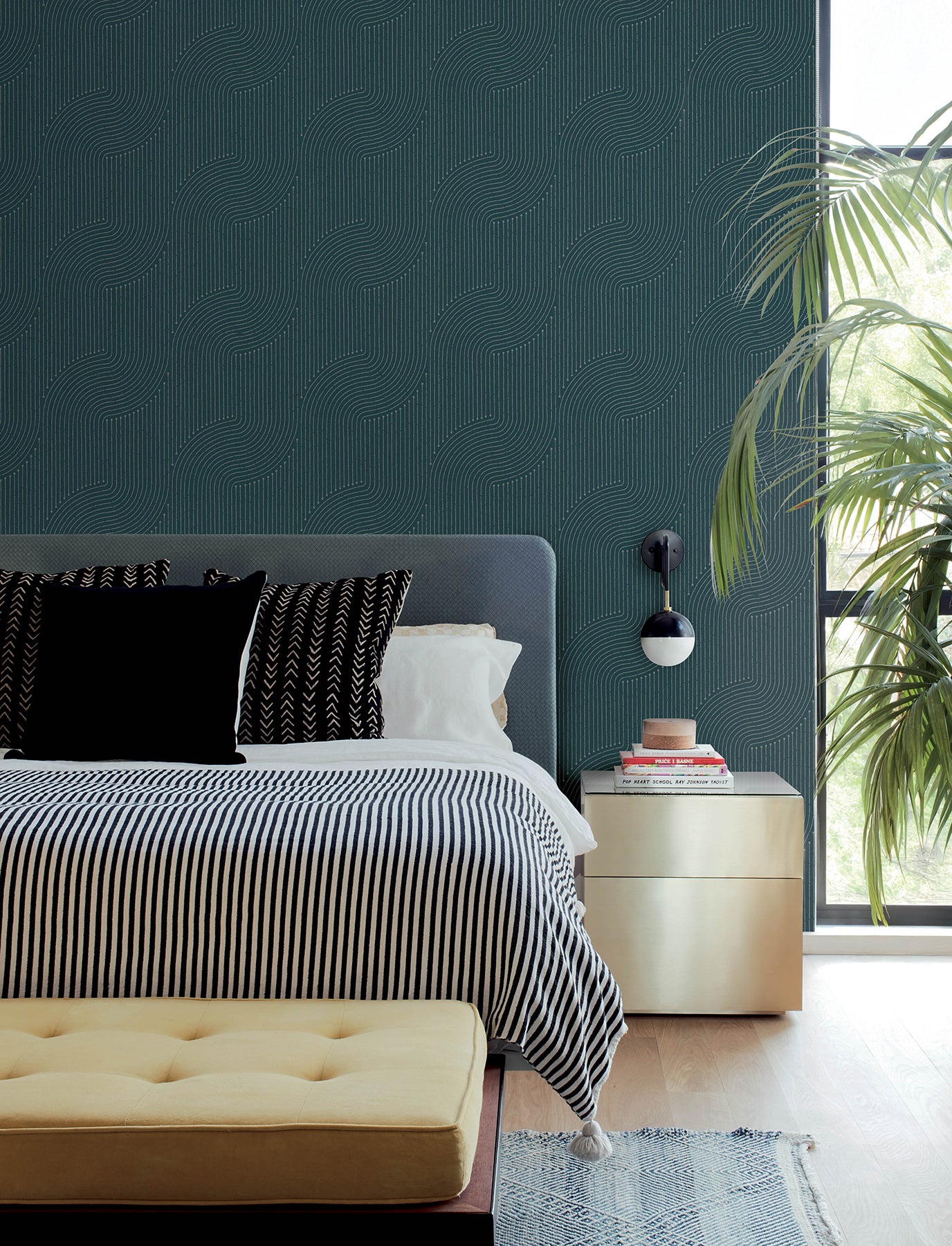Braddock Wallpaper in teal color - pattern number 4198-27806 - by A Street Prints in the Moderne Deco Timeless Glamour collection