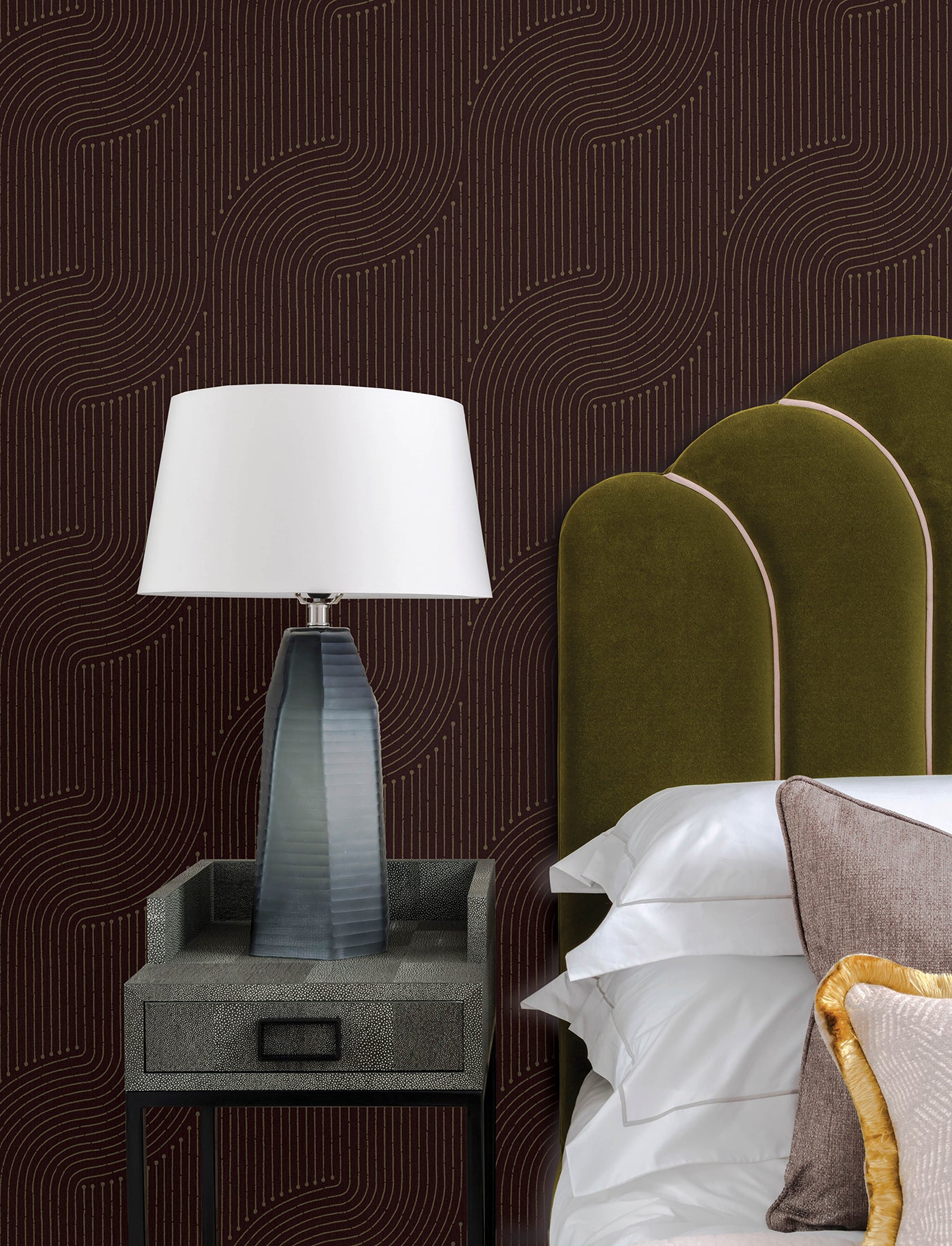Braddock Wallpaper in merlot color - pattern number 4198-27807 - by A Street Prints in the Moderne Deco Timeless Glamour collection