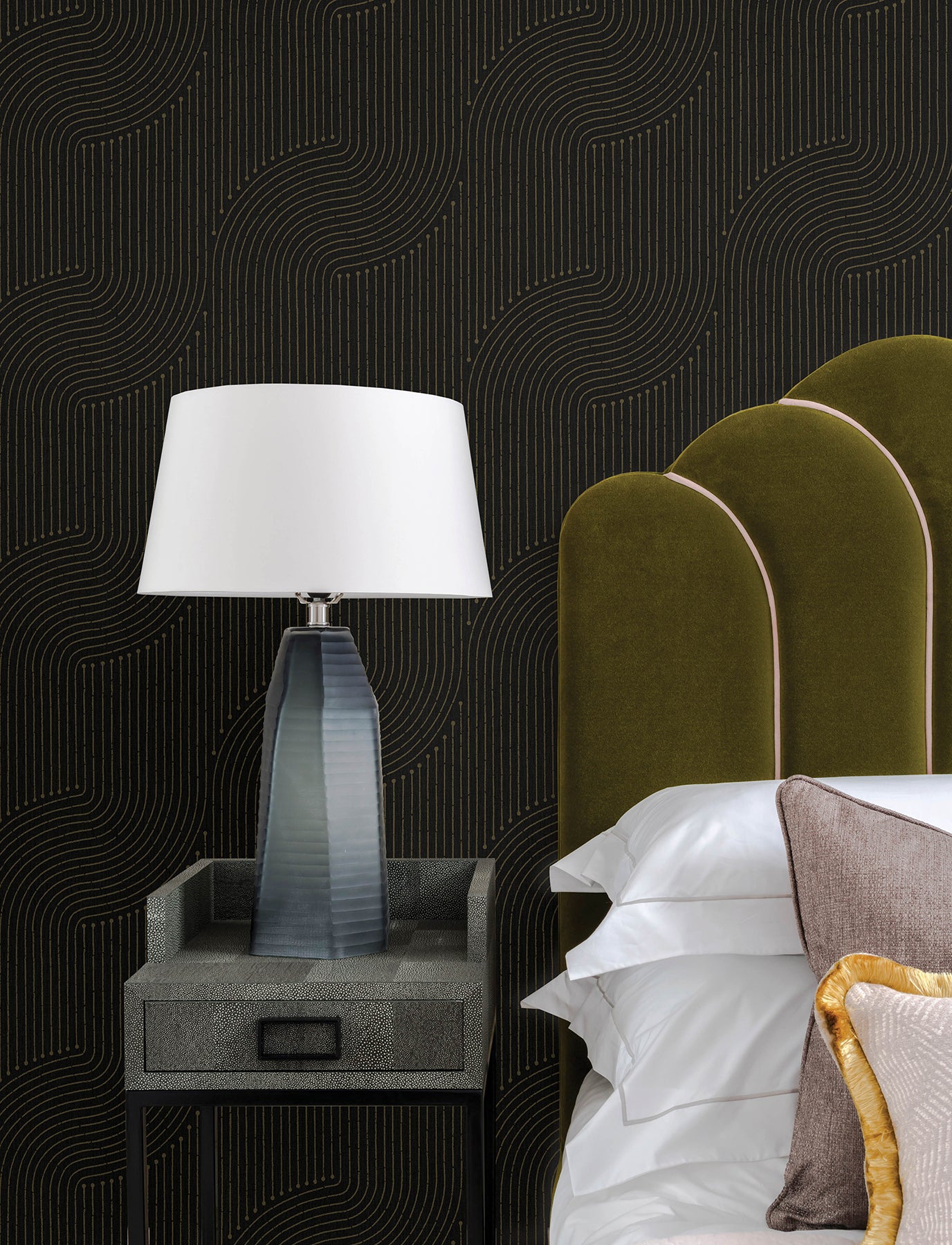 Braddock Wallpaper in black color - pattern number 4198-27808 - by A Street Prints in the Moderne Deco Timeless Glamour collection