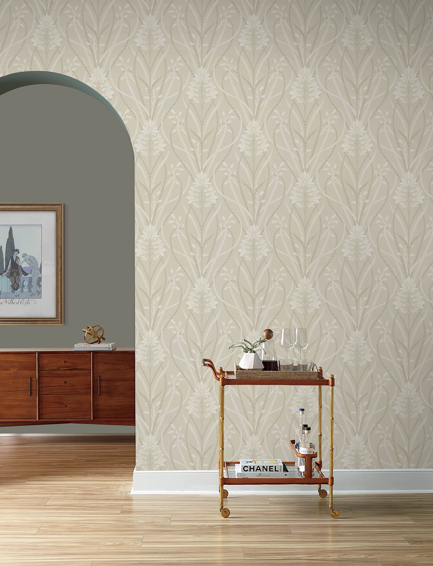 Rosalind Wallpaper in dove color - pattern number 4198-27819 - by A Street Prints in the Moderne Deco Timeless Glamour collection