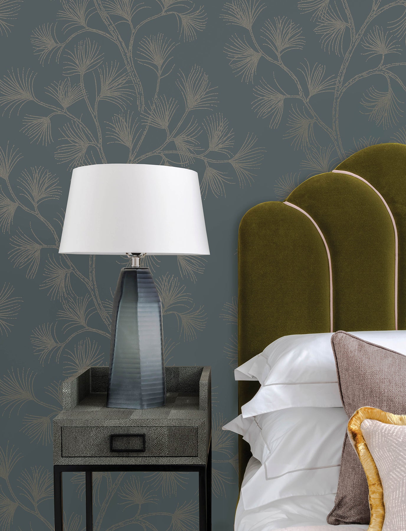 Kismine Wallpaper in slate color - pattern number 4198-83479 - by A Street Prints in the Moderne Deco Timeless Glamour collection