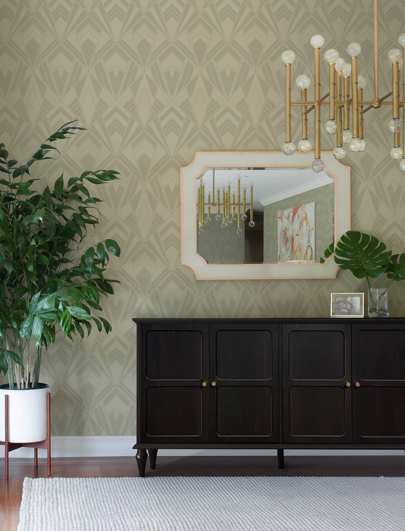 Allenby Wallpaper in khaki color - pattern number 4198-87400 - by A Street Prints in the Moderne Deco Timeless Glamour collection