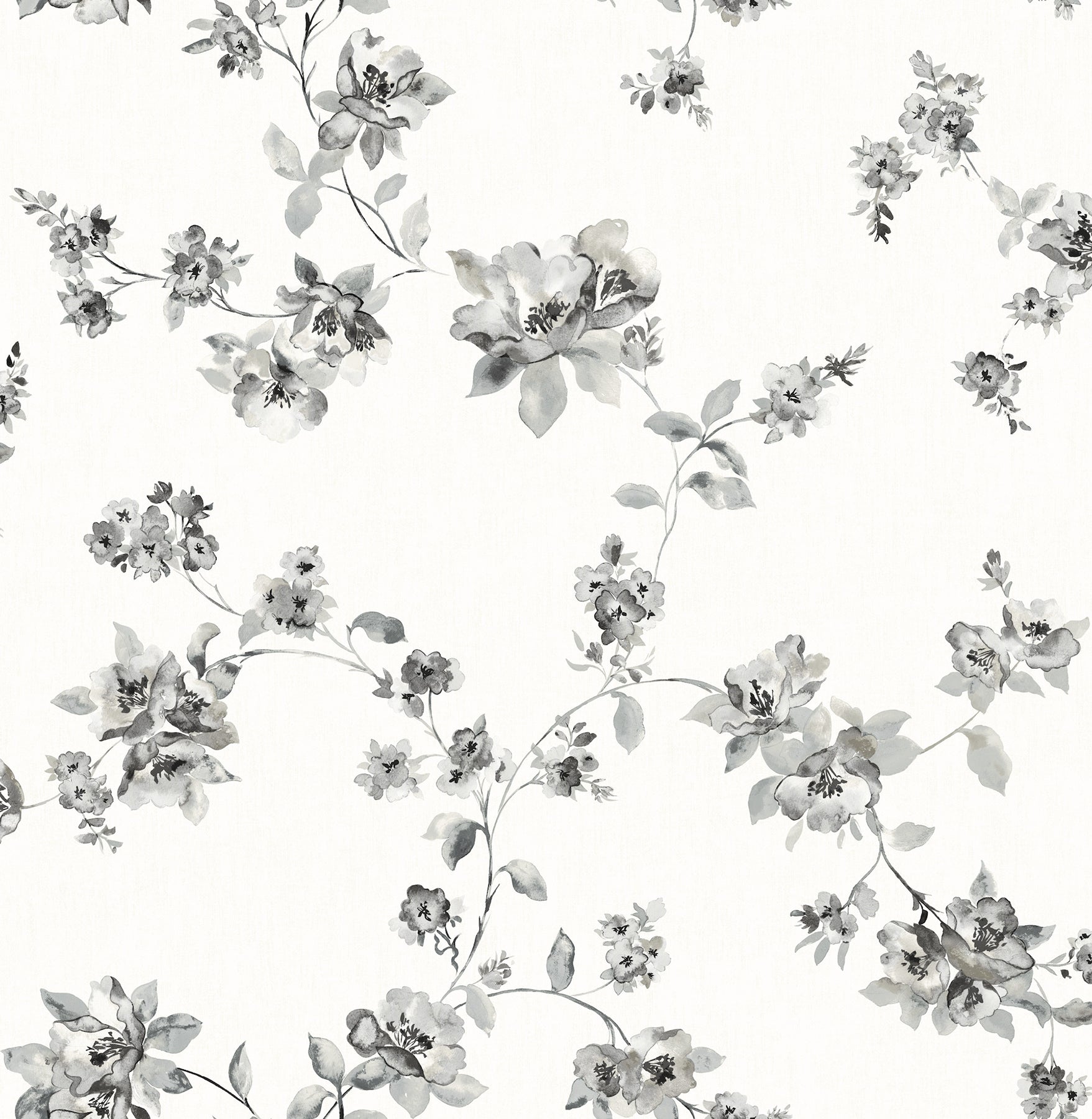 Festival Floral Trailing Wallpaper in Charcoal color - pattern number 4199-24482 - by Chesapeake in the Modern Farmhouse collection