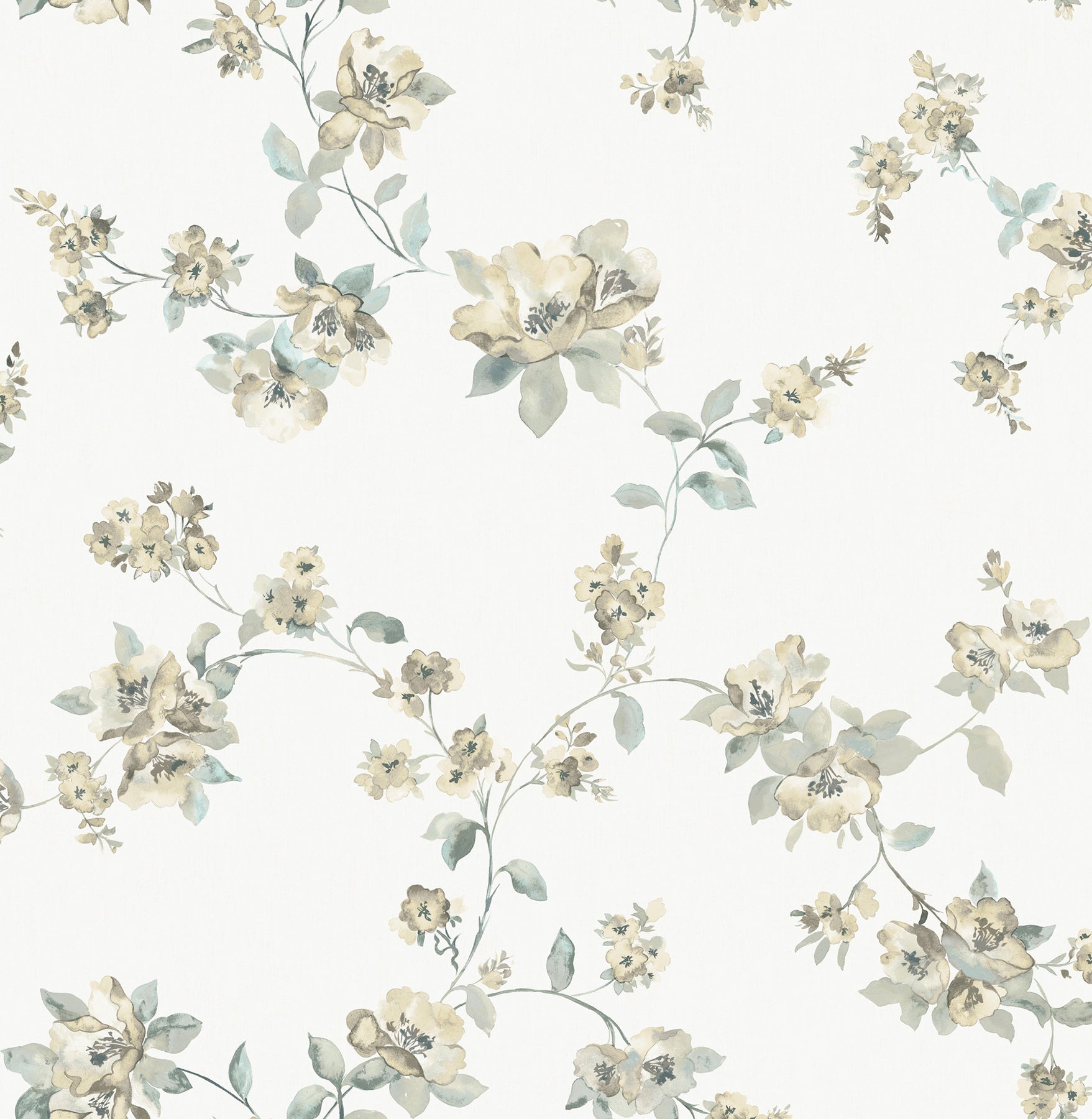 Festival Floral Trailing Wallpaper in Aqua color - pattern number 4199-27784 - by Chesapeake in the Modern Farmhouse collection