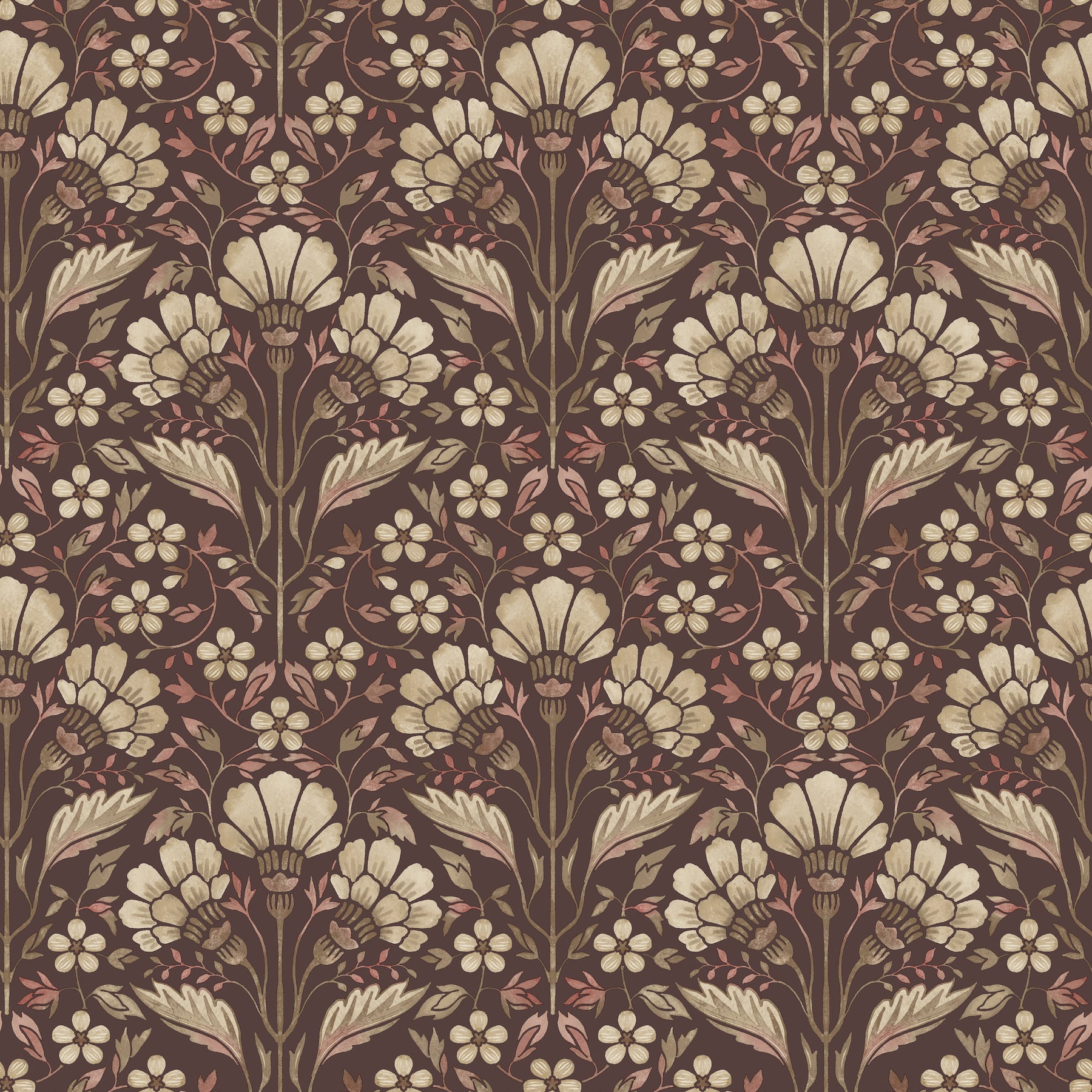 Edith Floral Damask Wallpaper in Burgundy color - pattern number 4199-83700 - by Chesapeake in the Modern Farmhouse collection