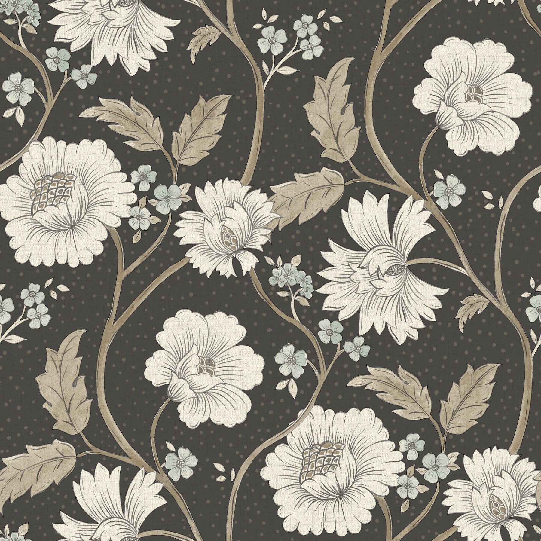 Hazel Floral Trail Wallpaper in Black color - pattern number 4199-83707 - by Chesapeake in the Modern Farmhouse collection