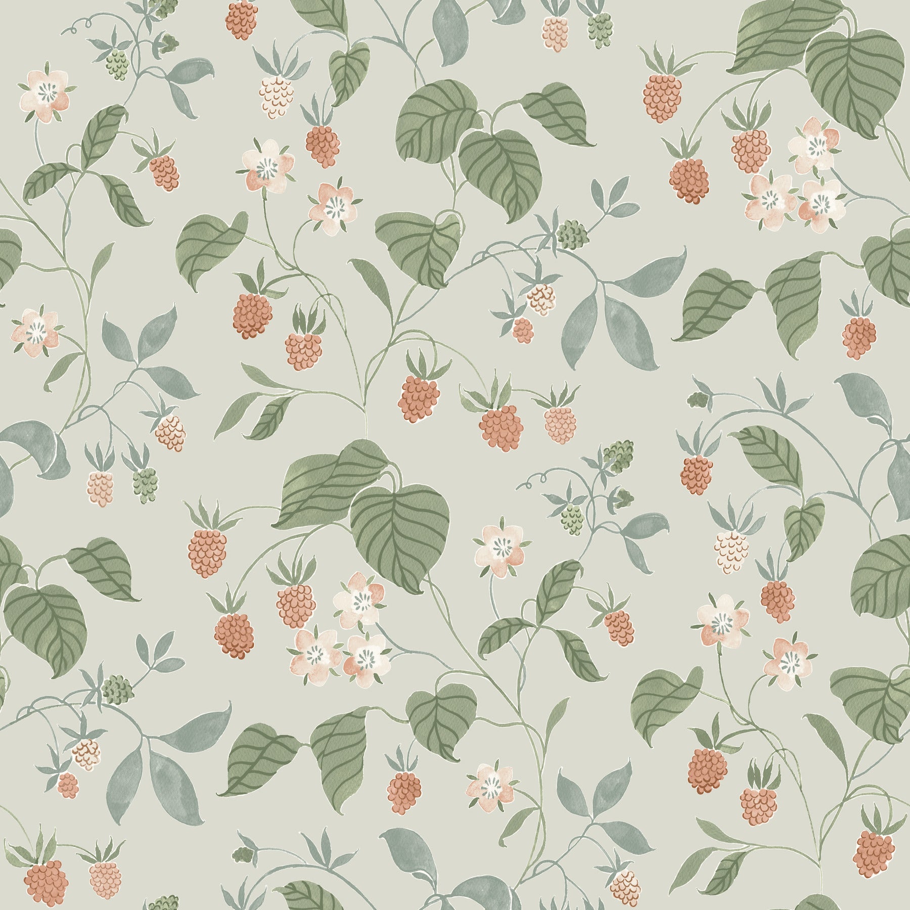 Mercy Berry Vines Wallpaper in Aqua color - pattern number 4199-83716 - by Chesapeake in the Modern Farmhouse collection