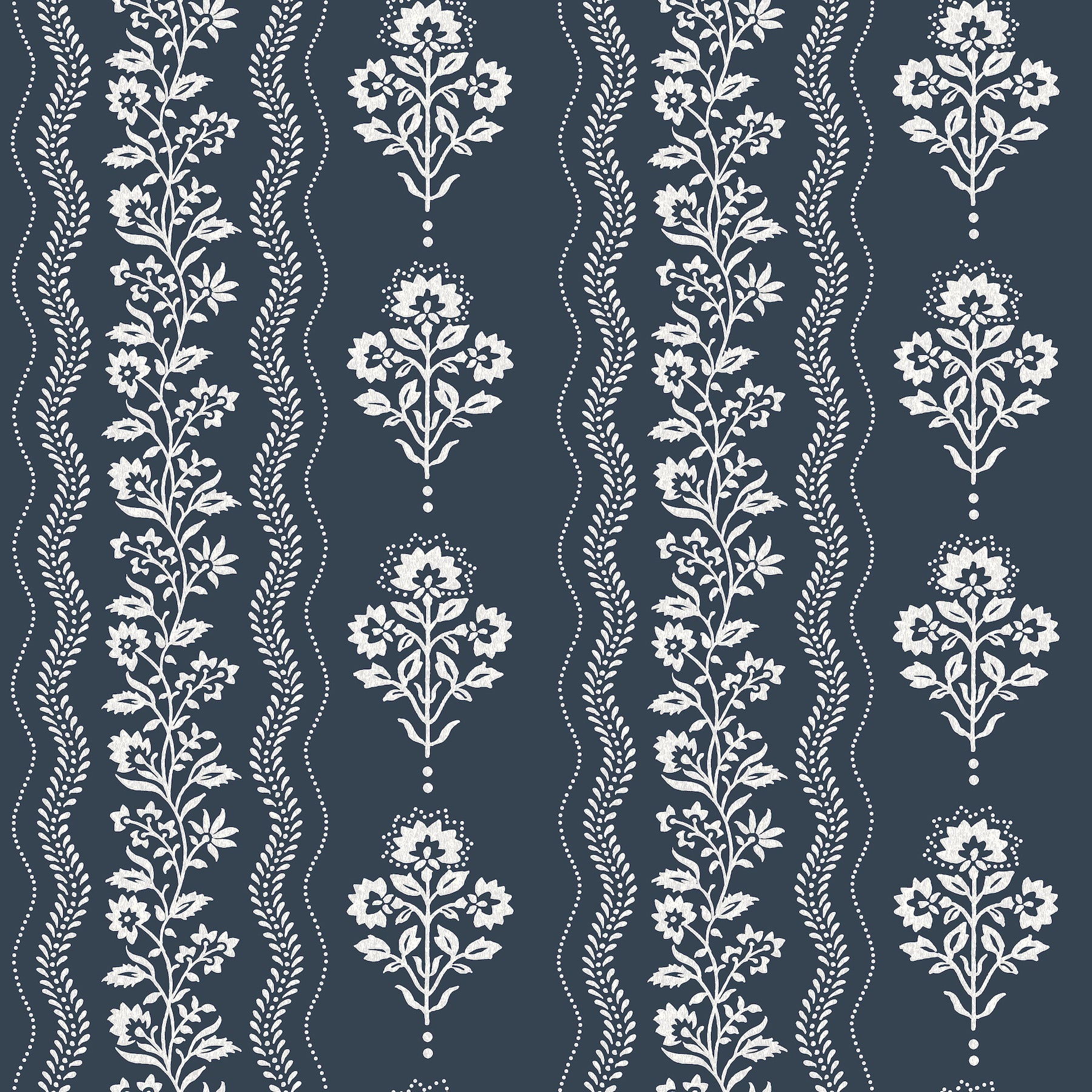 Lenea Floral Stripe Wallpaper in Navy color - pattern number 4199-83721 - by Chesapeake in the Modern Farmhouse collection