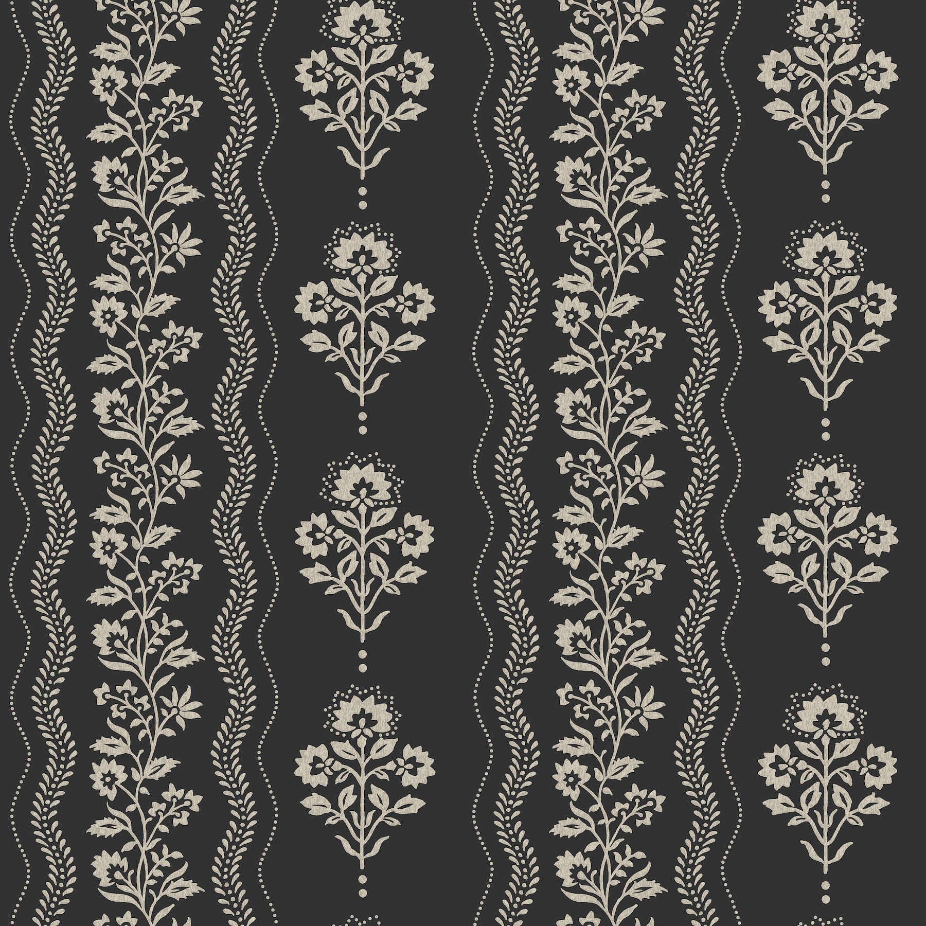 Lenea Floral Stripe Wallpaper in Black color - pattern number 4199-83724 - by Chesapeake in the Modern Farmhouse collection