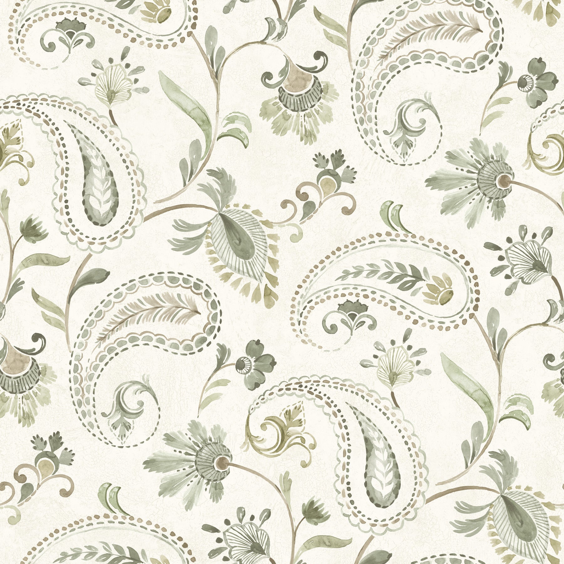 Darlene Jacobean Wallpaper in Green color - pattern number 4199-83747 - by Chesapeake in the Modern Farmhouse collection