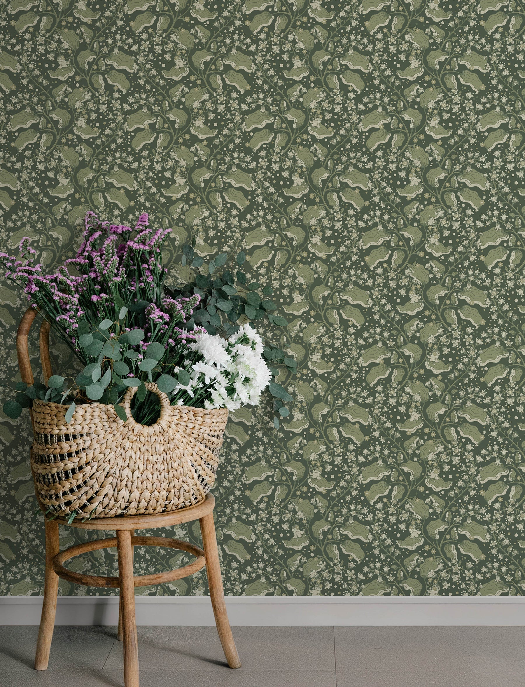 Syren wallpaper in evergreen color - pattern number 4201-48026 - by A Street Prints in the Savanna collection