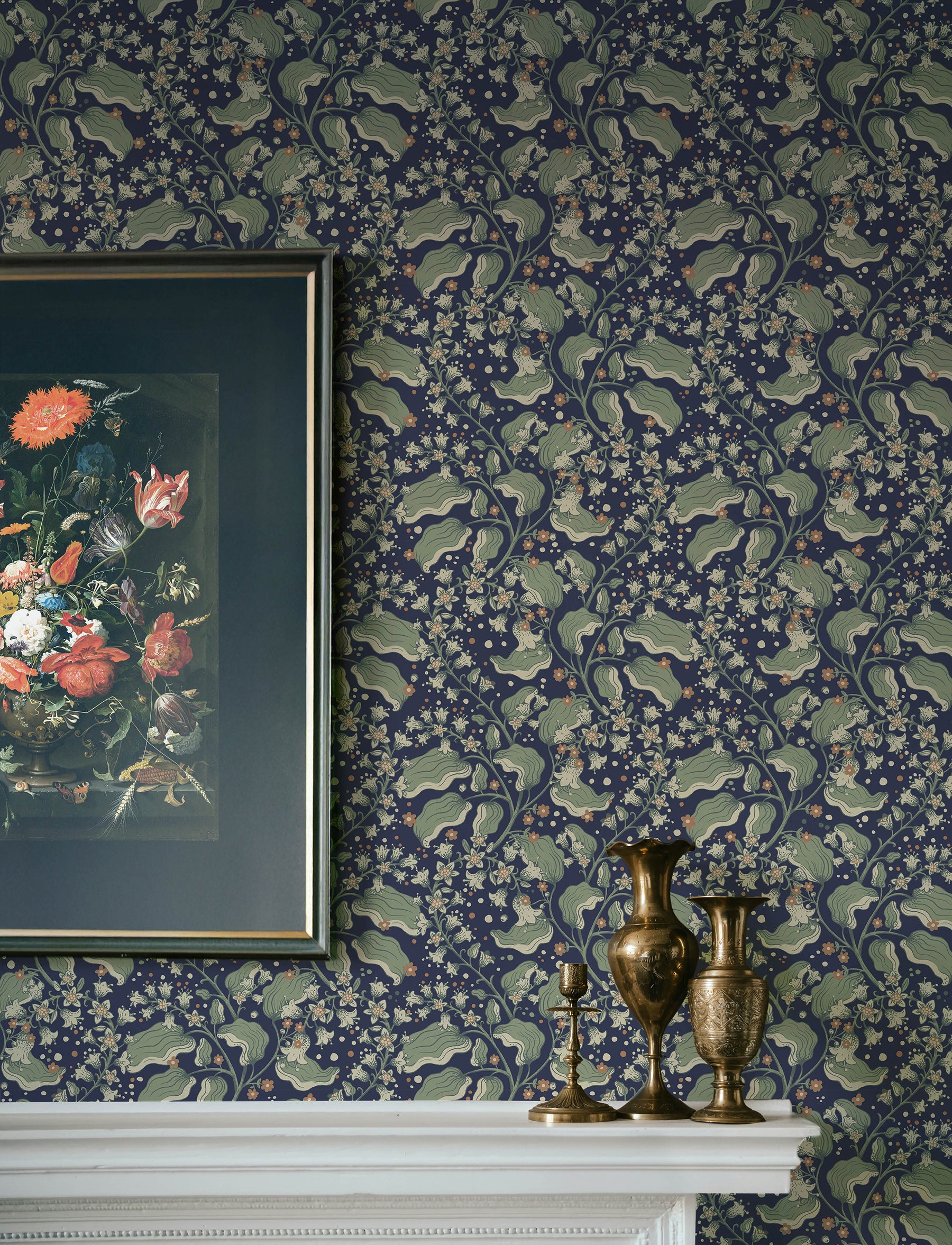 Syren wallpaper in navy color - pattern number 4201-48027 - by A Street Prints in the Savanna collection